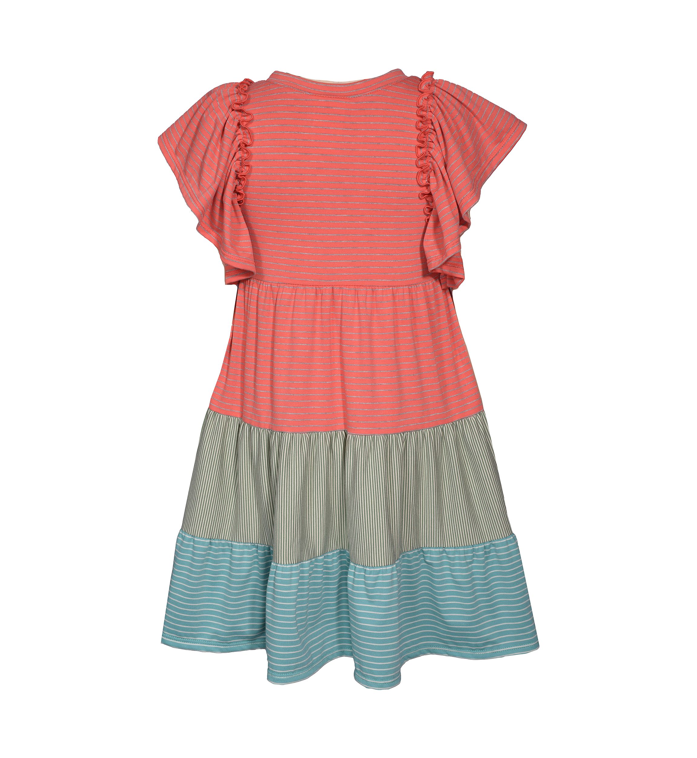 Girls 7-16 Striped Tiered Knit Dress with Necklace
