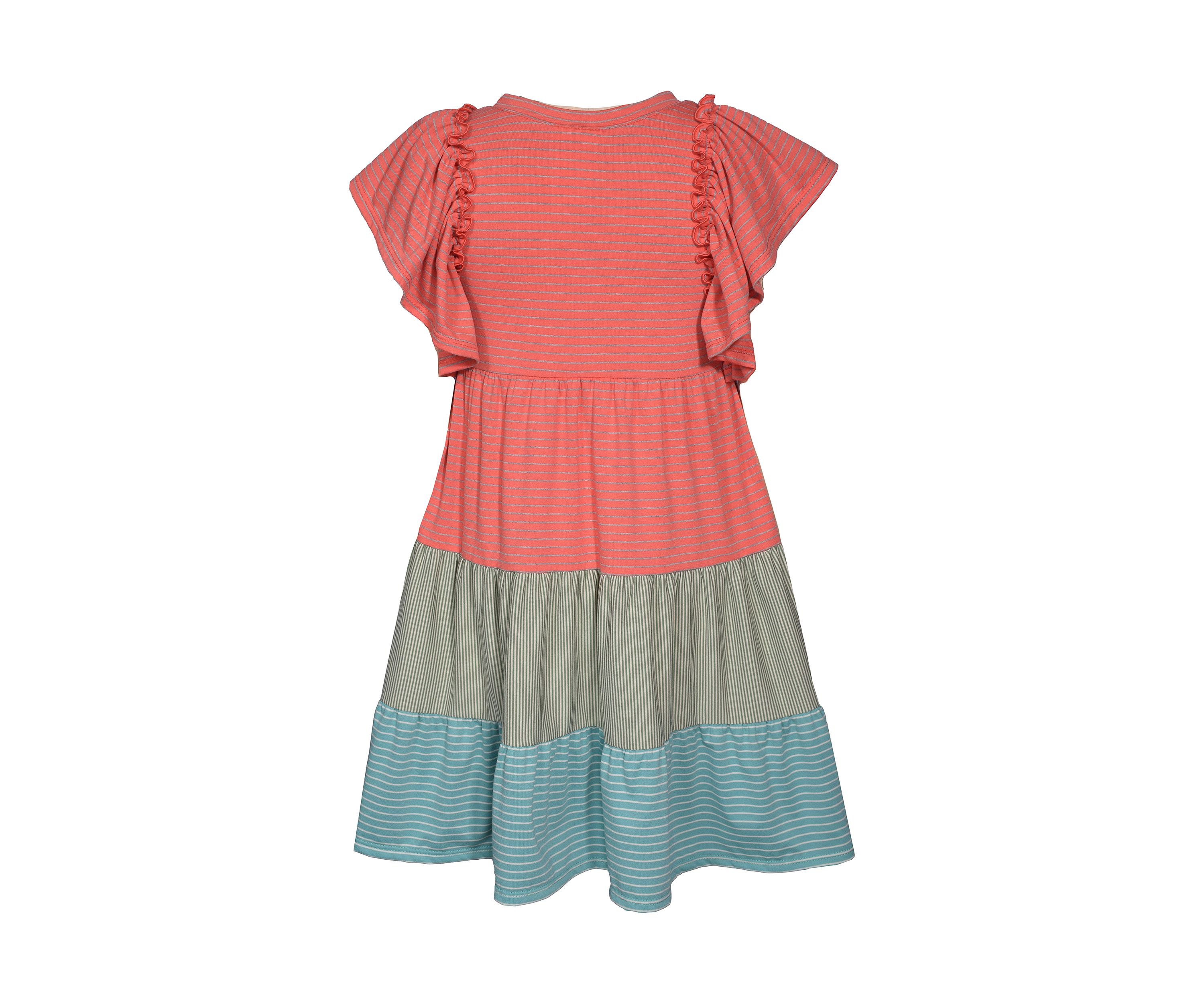 Girls 7-16 Striped Tiered Knit Dress with Necklace