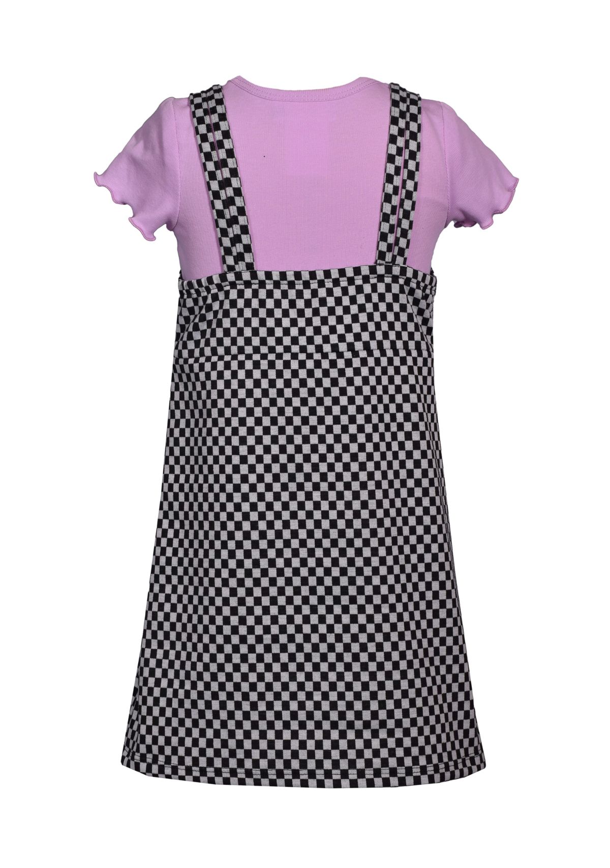 Girls 7-16 Check Printed Jumper Dress Set