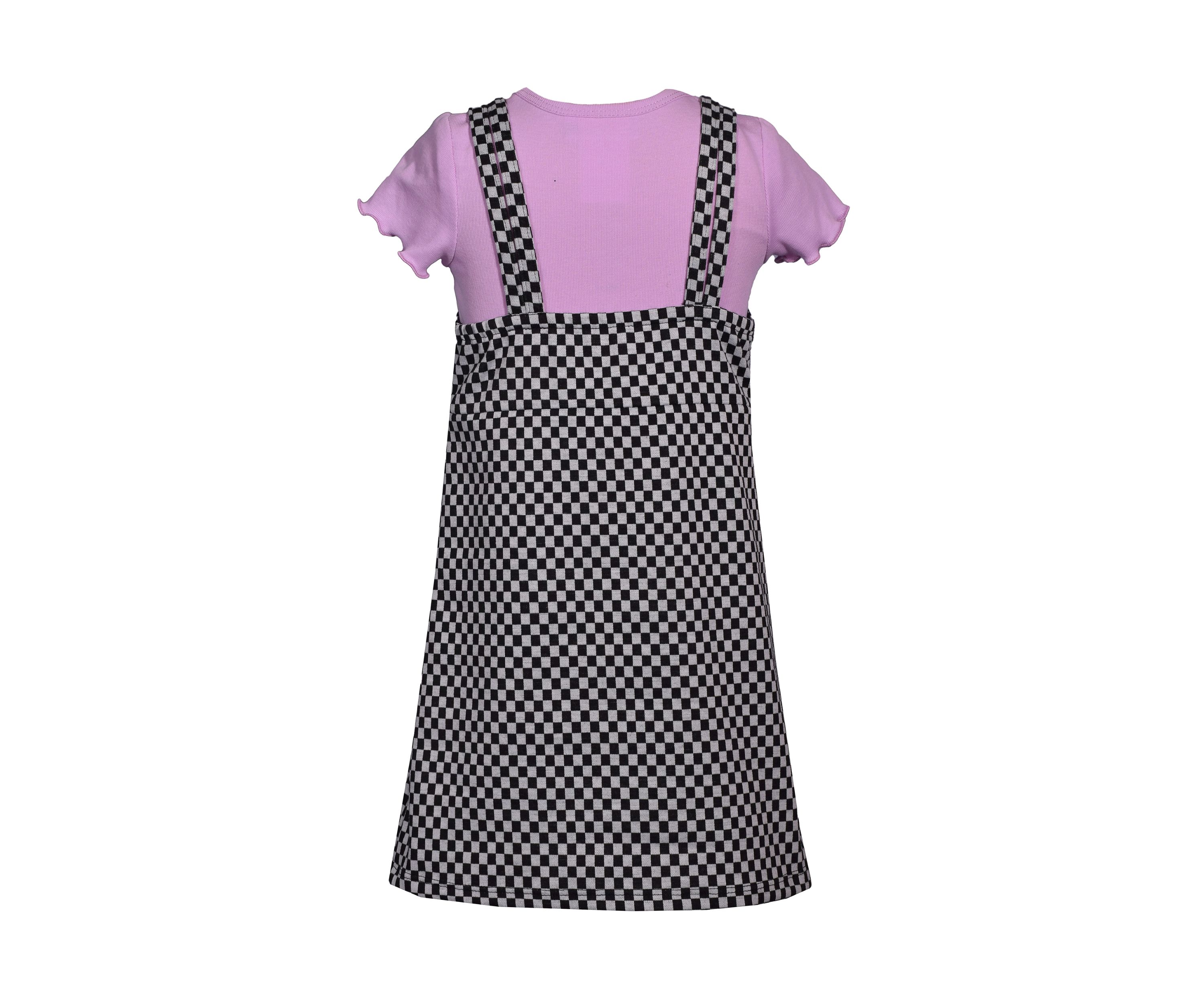 Girls 7-16 Check Printed Jumper Dress Set