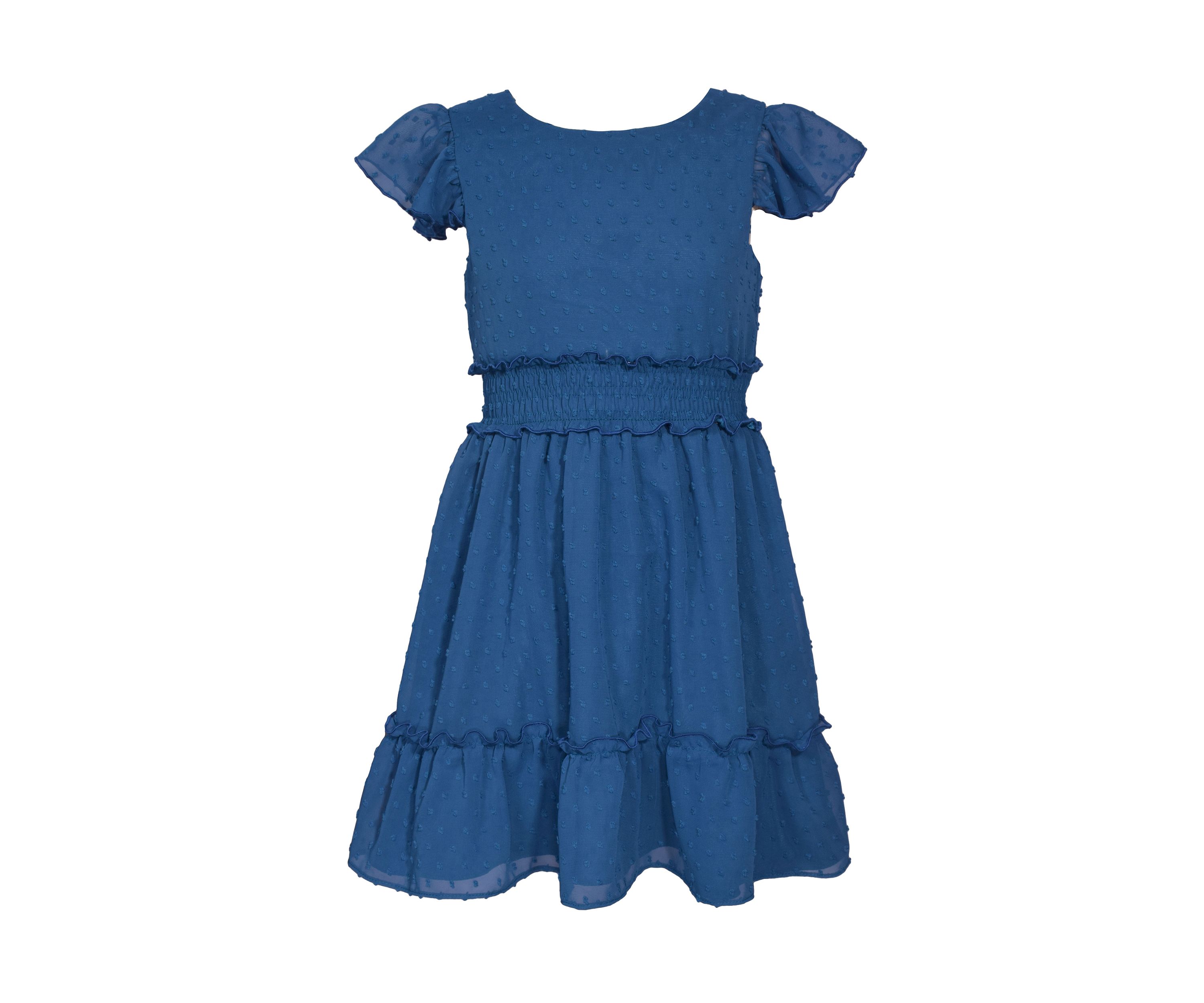 Girls 7-16 Smock Waist Tie Back Dress