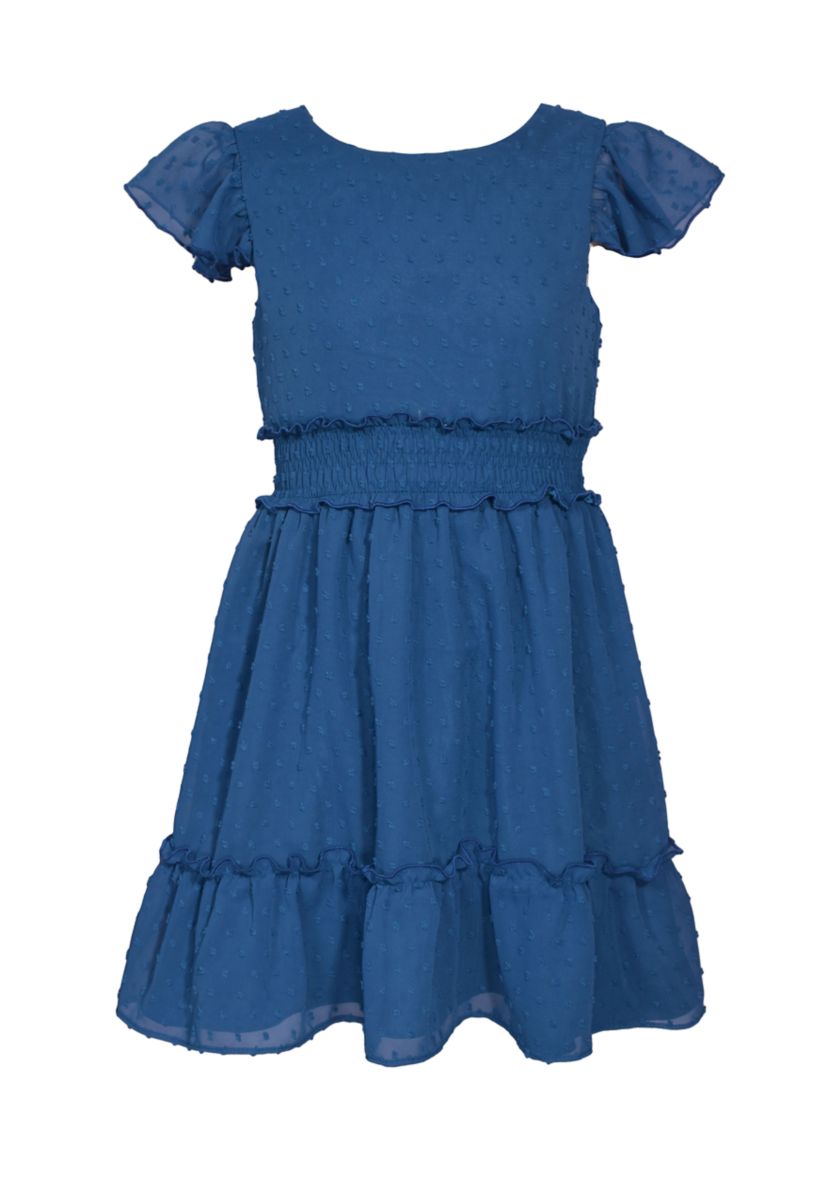 Girls 7-16 Smock Waist Tie Back Dress