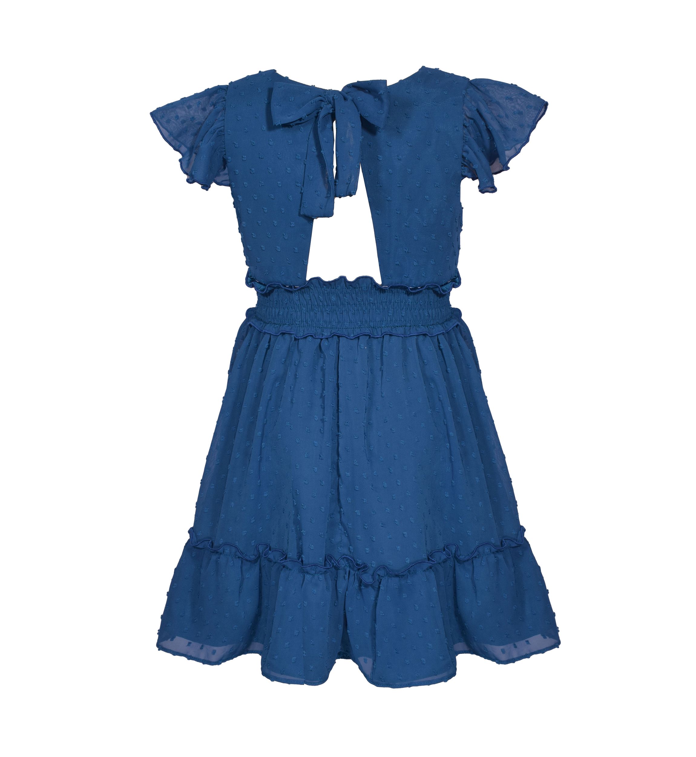 Girls 7-16 Smock Waist Tie Back Dress