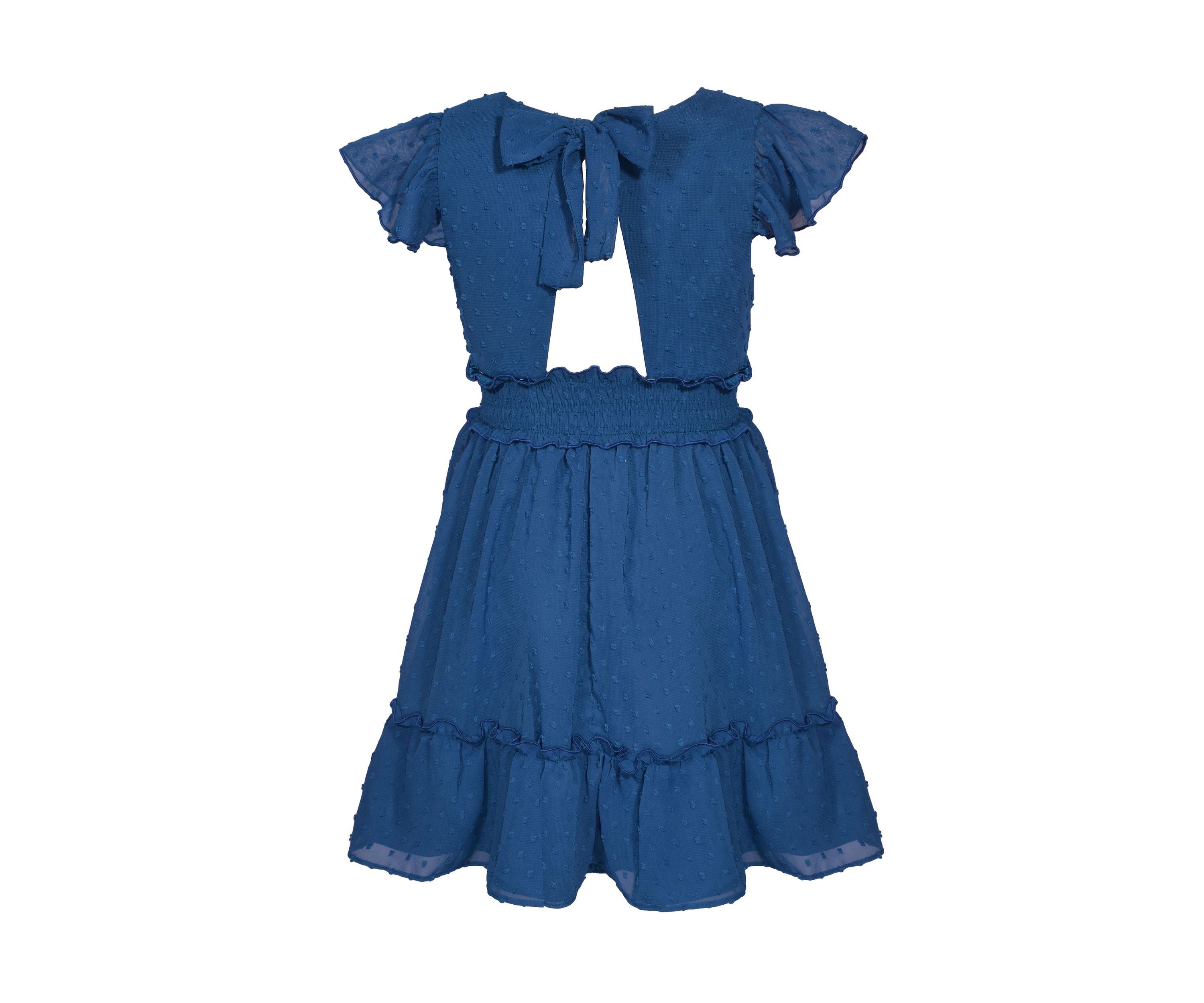 Girls 7-16 Smock Waist Tie Back Dress