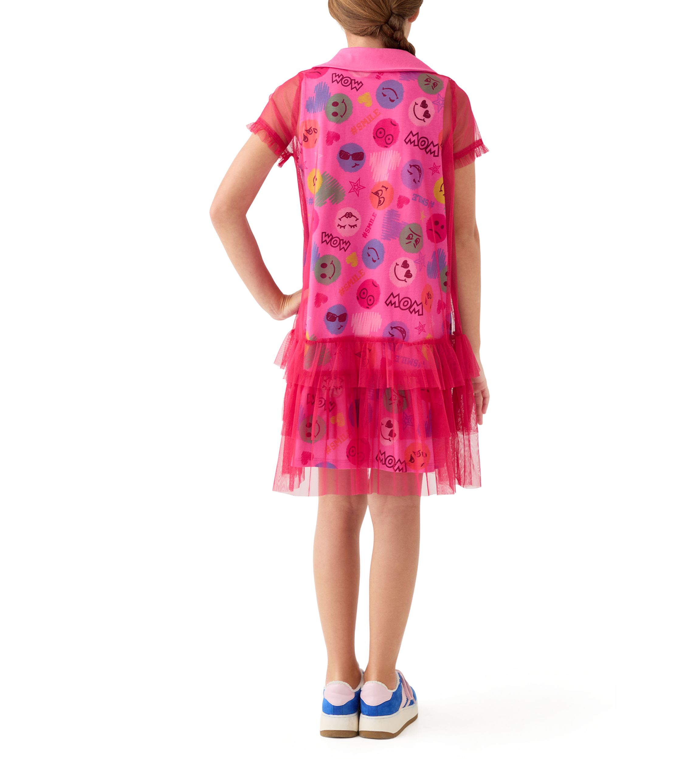 Girls 7-16 Emoji Overlay Dress