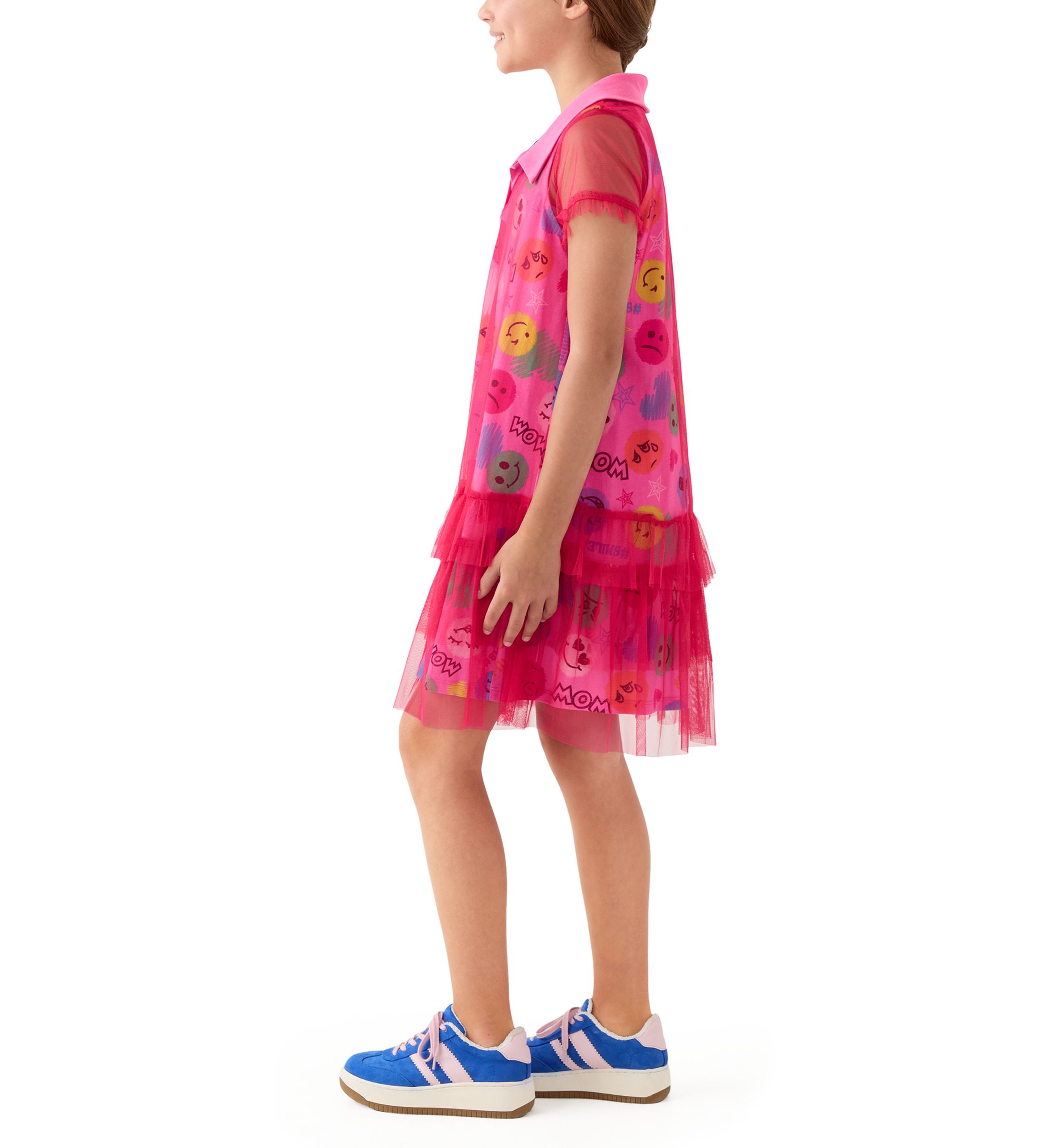 Girls 7-16 Emoji Overlay Dress