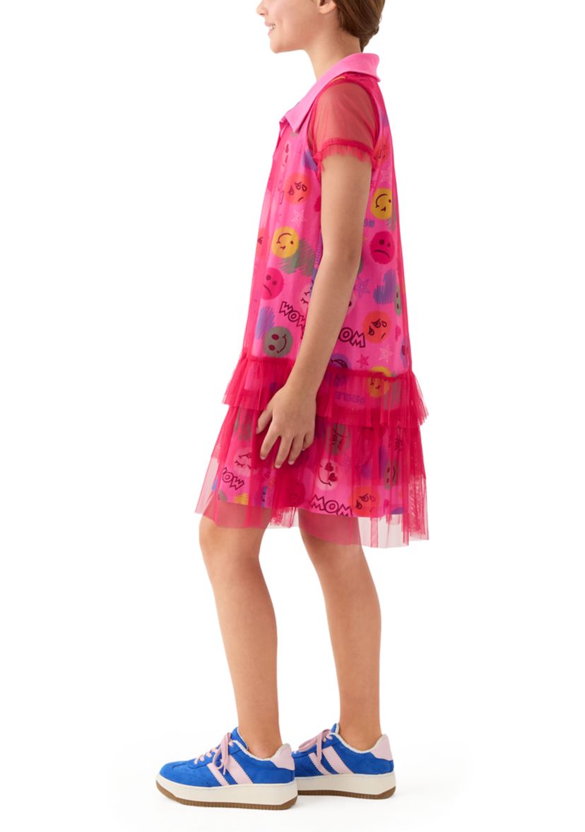 Girls 7-16 Emoji Overlay Dress