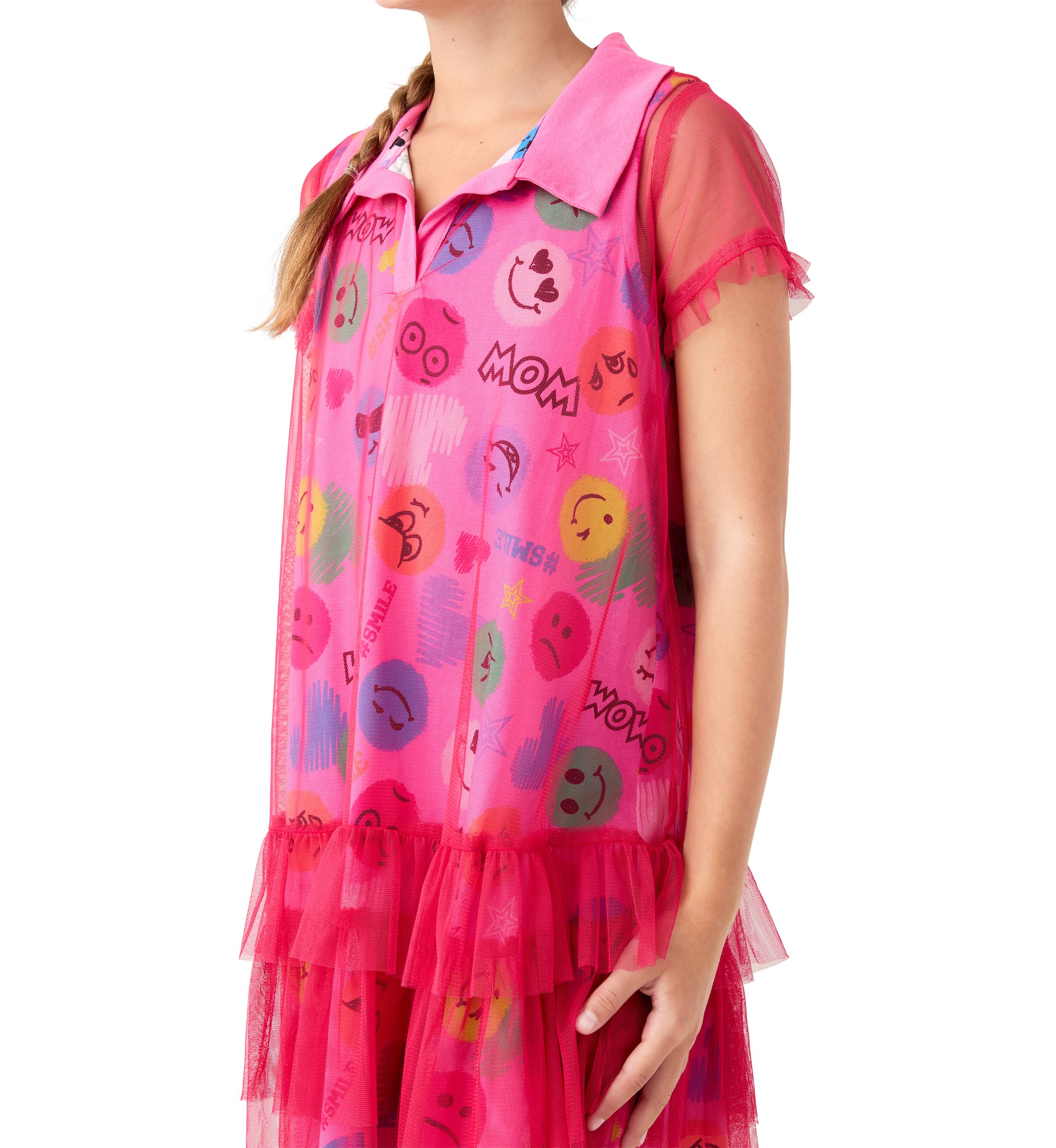 Girls 7-16 Emoji Overlay Dress