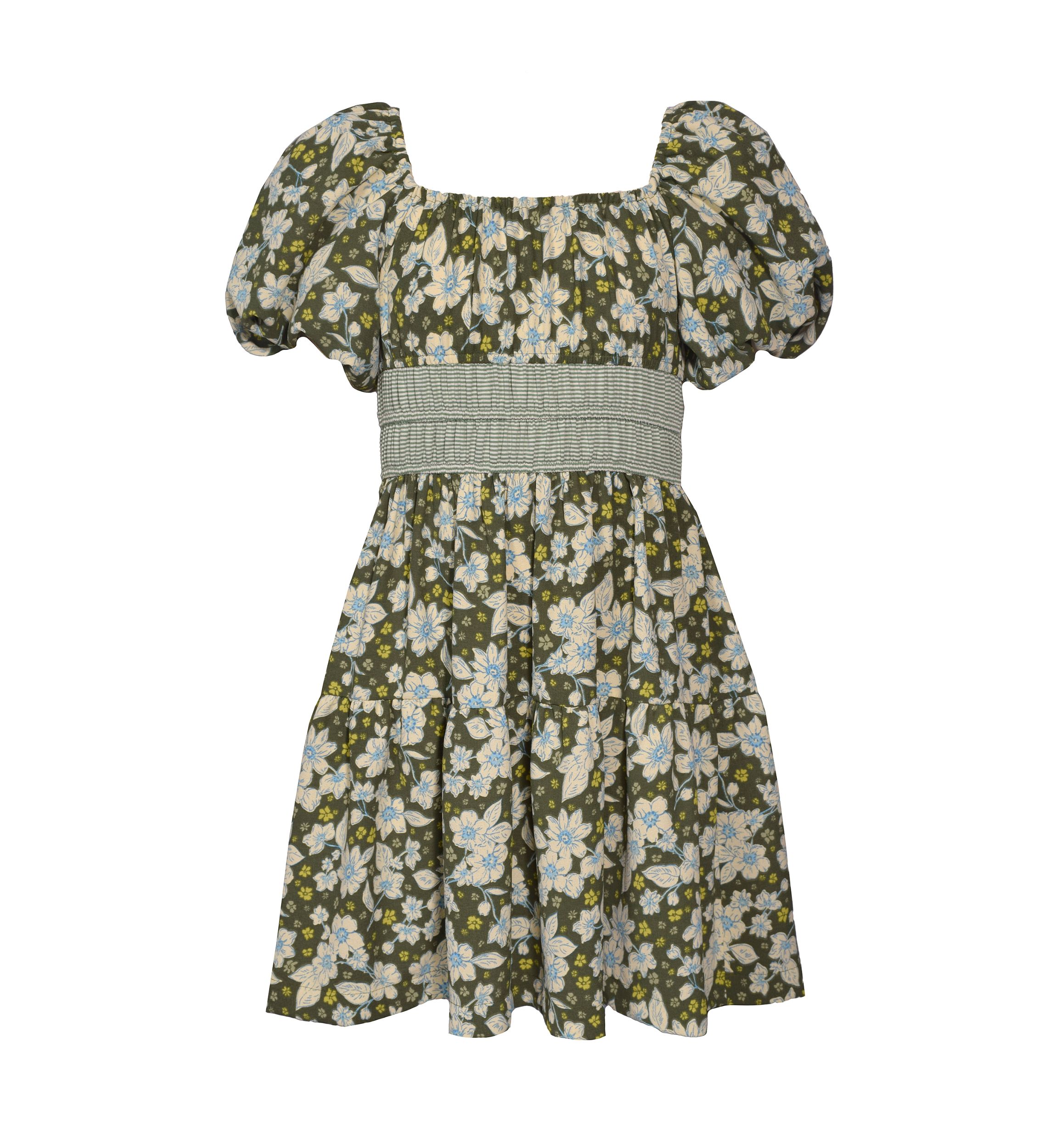 Girls 7-16 Printed Puff Sleeve Dress
