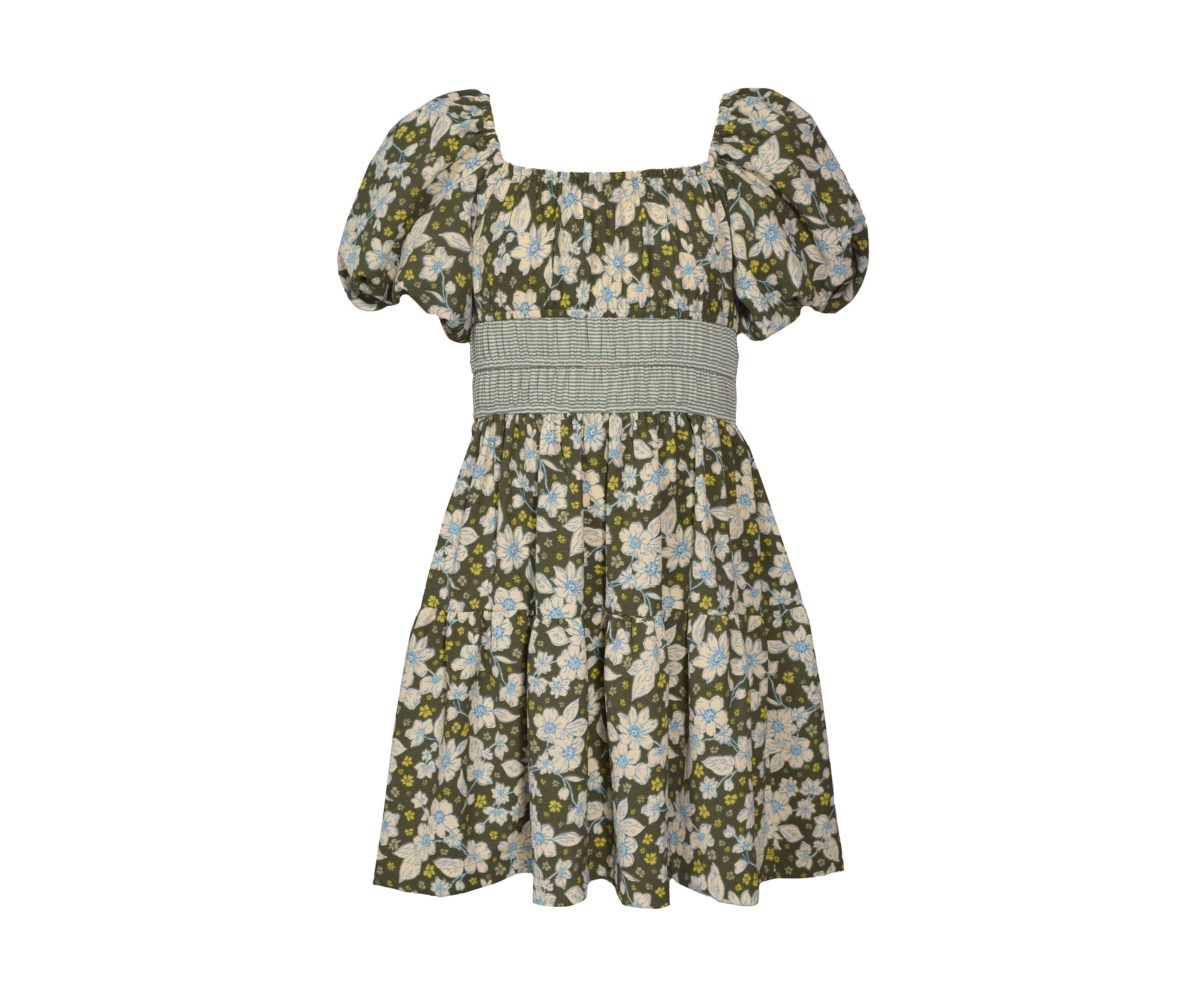 Girls 7-16 Printed Puff Sleeve Dress