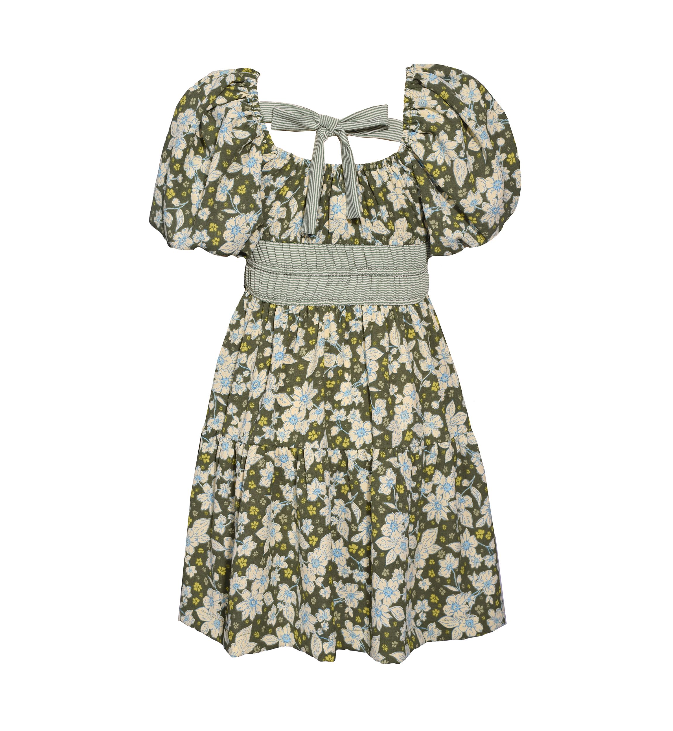 Girls 7-16 Printed Puff Sleeve Dress