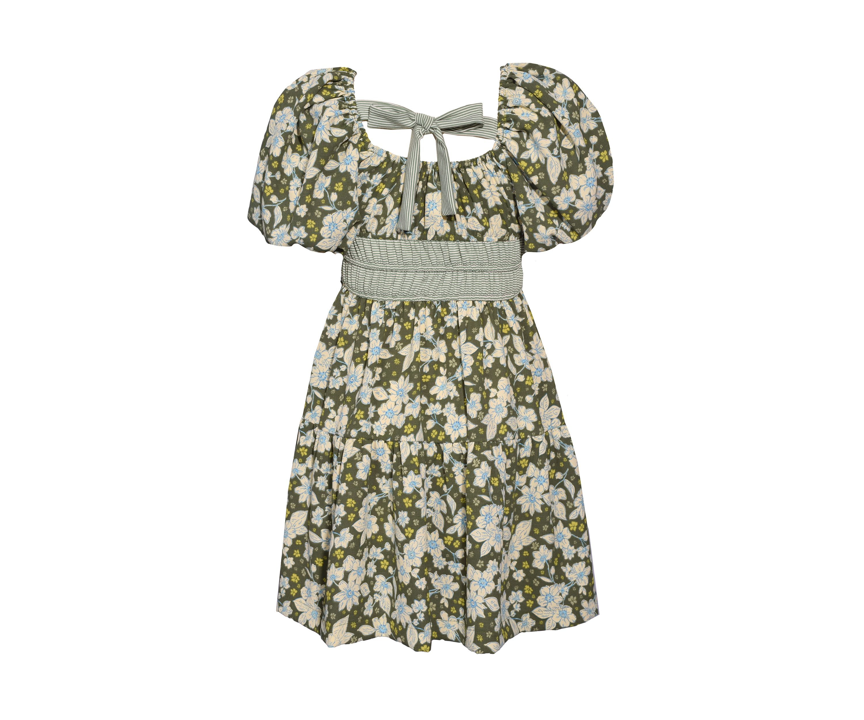 Girls 7-16 Printed Puff Sleeve Dress