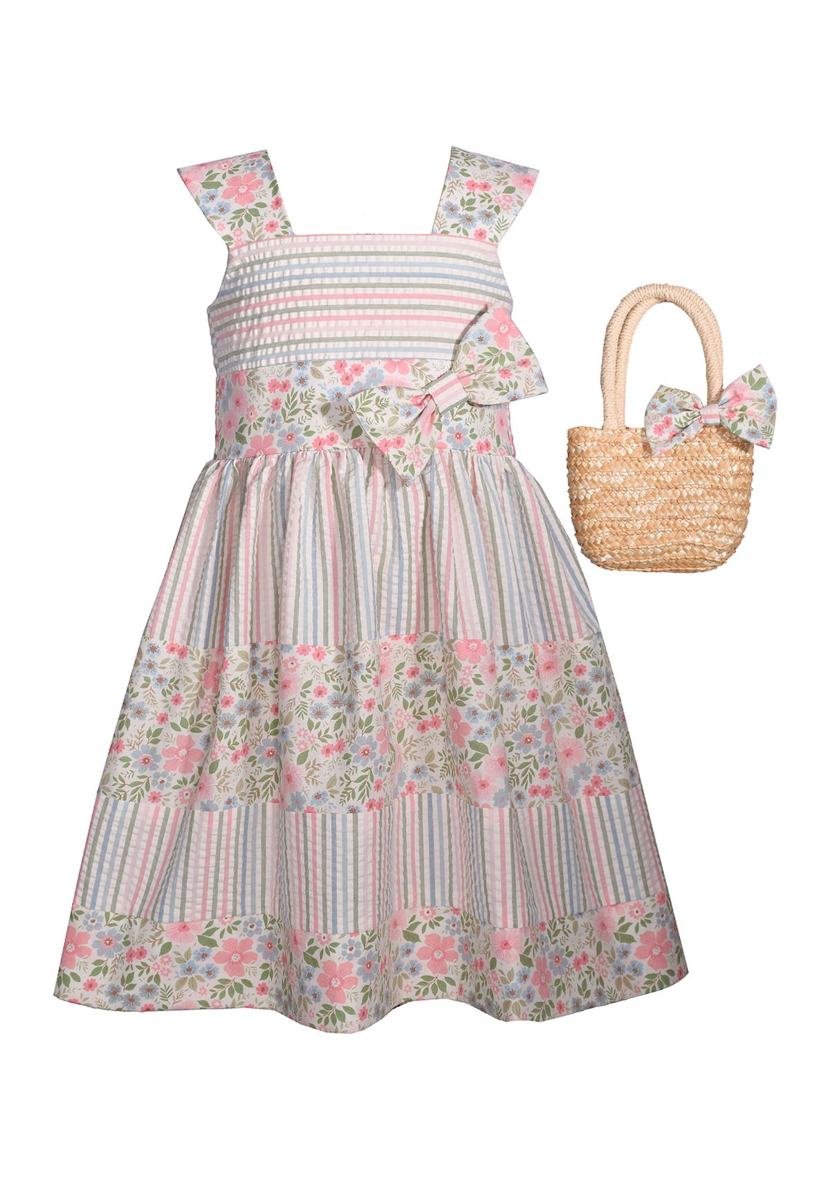 Girls 4-6x Striped Floral Sundress and Bag Set