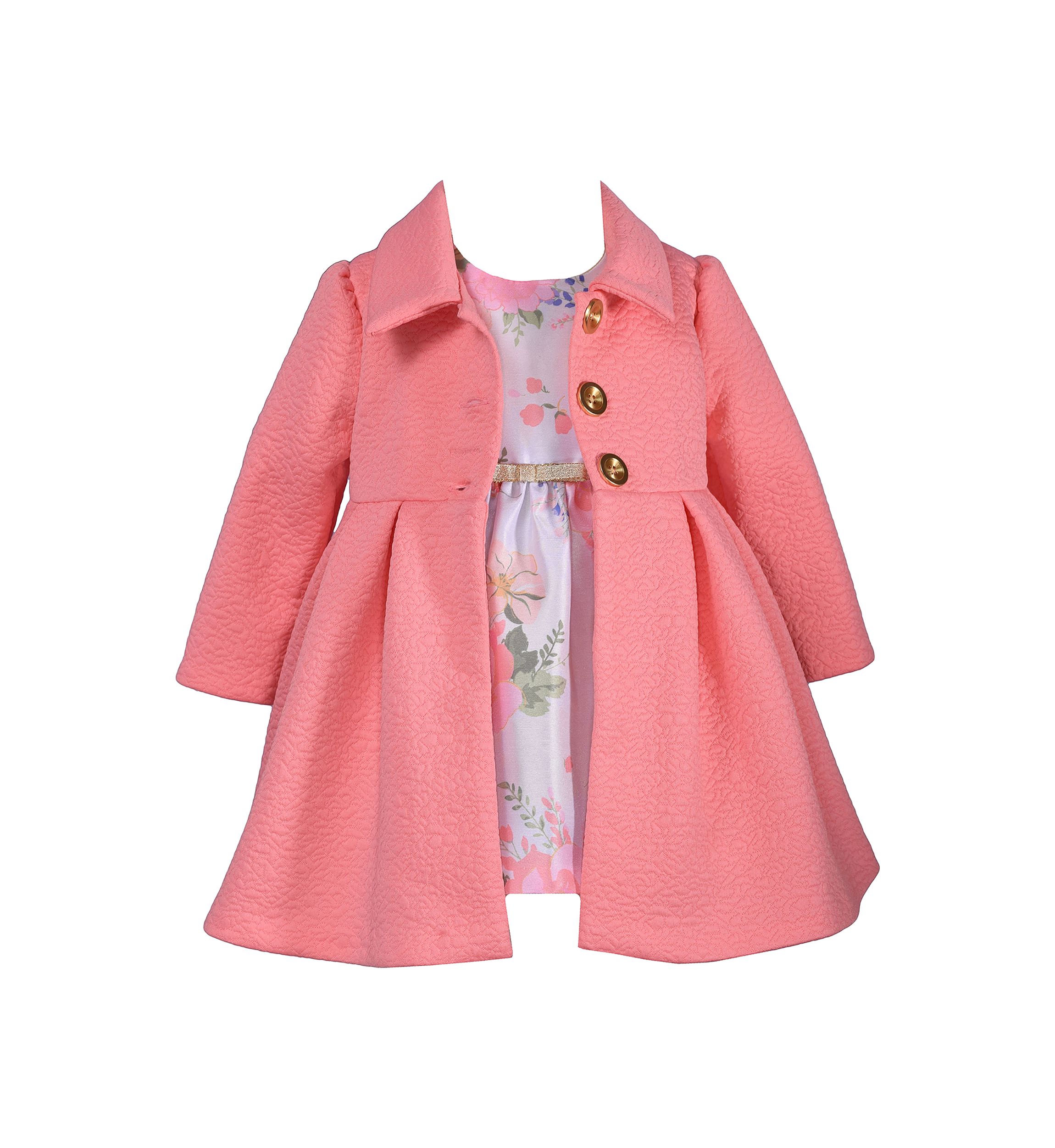 Girls 7-16 Long Sleeve Coat and Dress Set