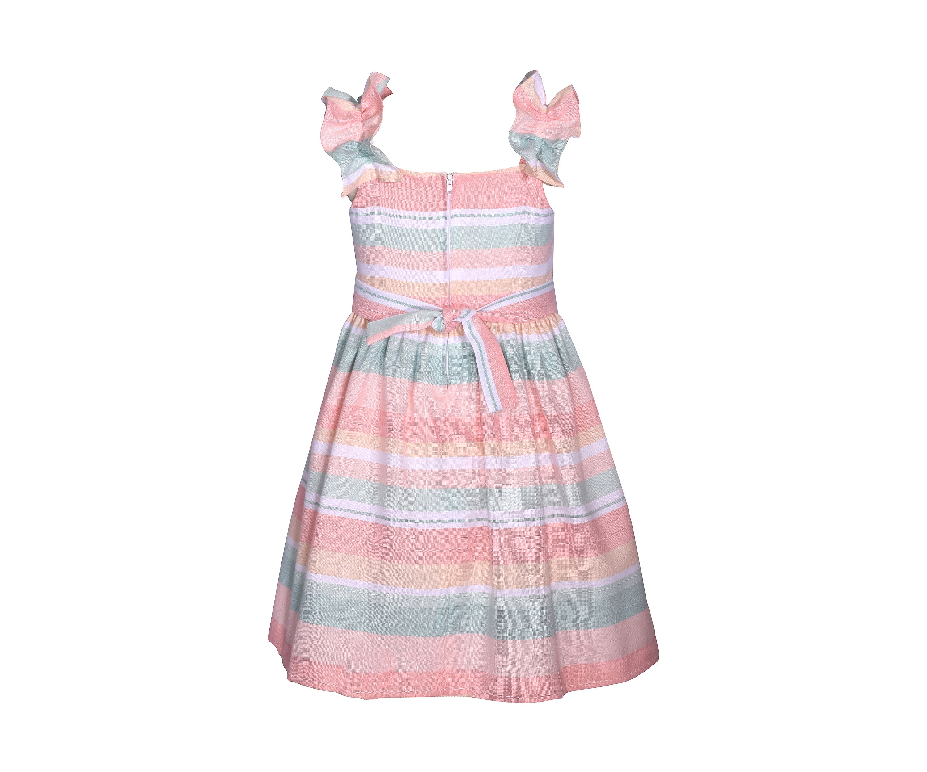 Girls 4-6x Ruffle Sleeve Linen Stripe Dress