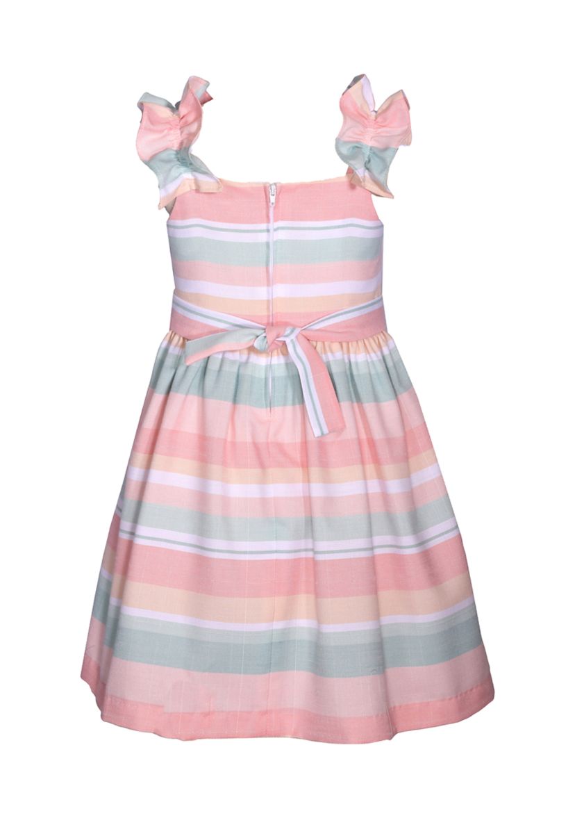 Girls 4-6x Ruffle Sleeve Linen Stripe Dress