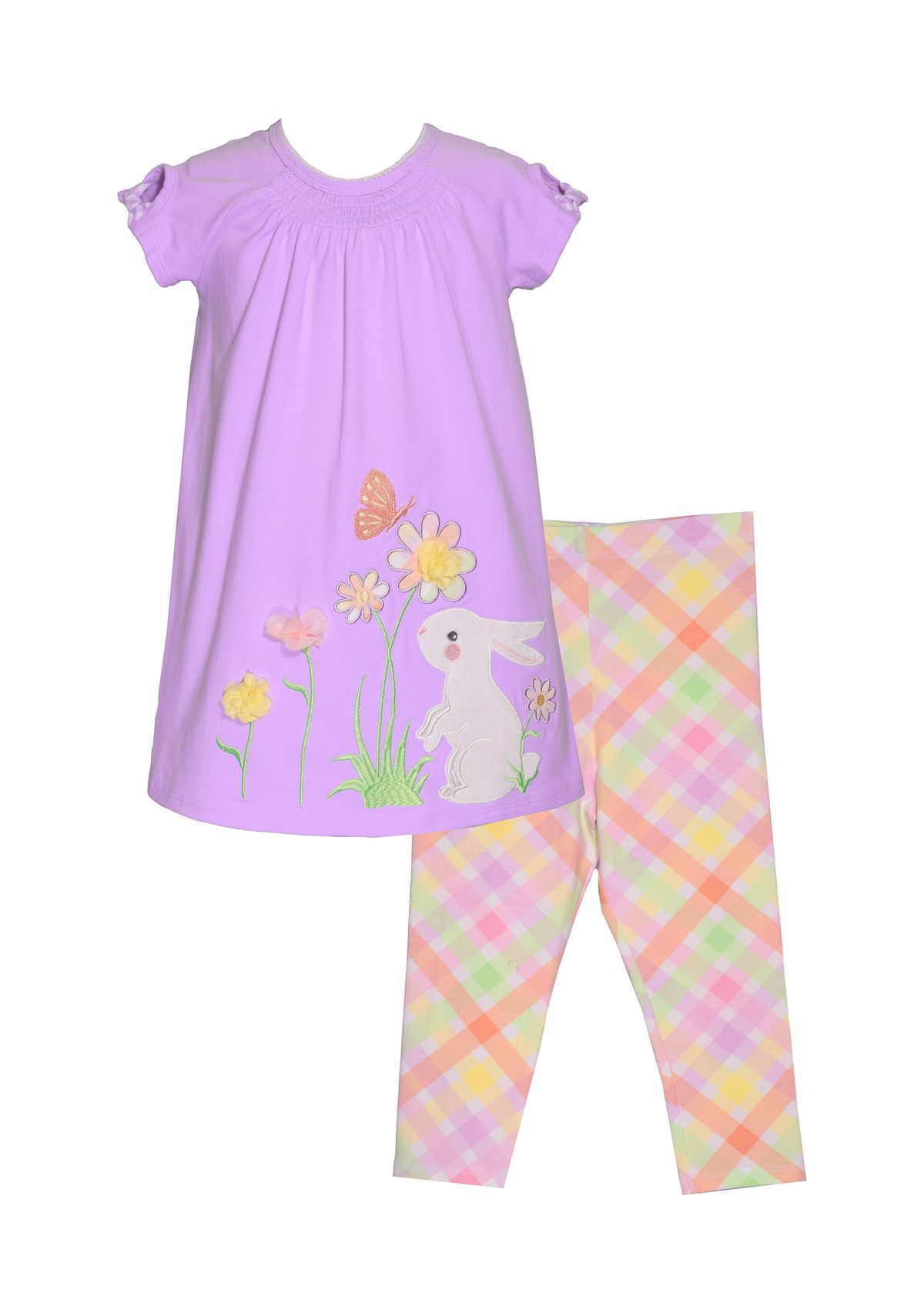 Girls 4-6x Bunny Appliqué Top and Leggings Set