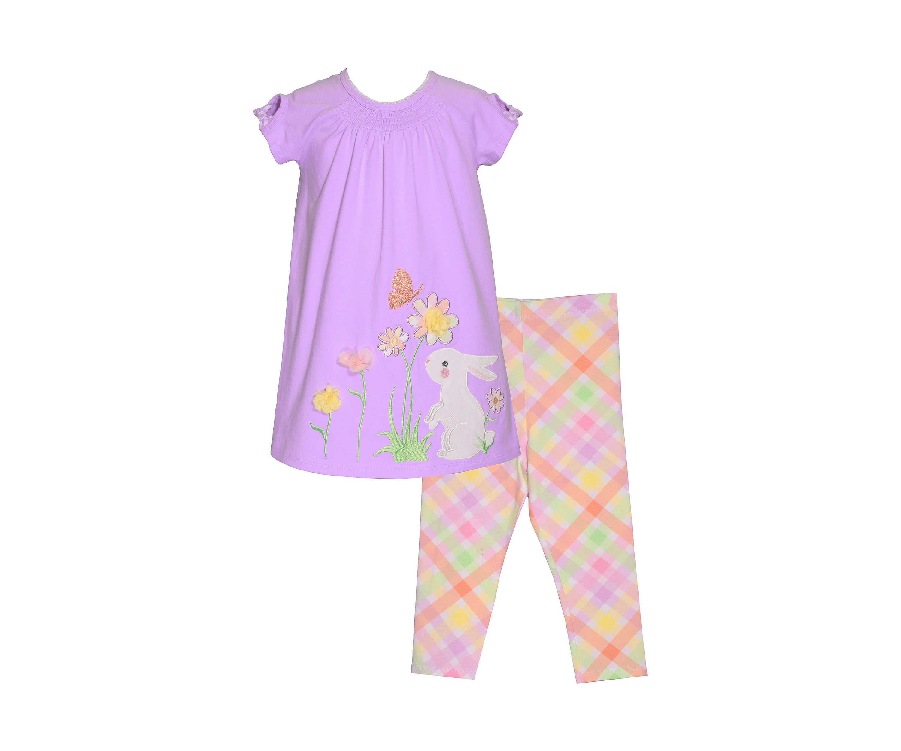 Girls 4-6x Bunny Appliqué Top and Leggings Set