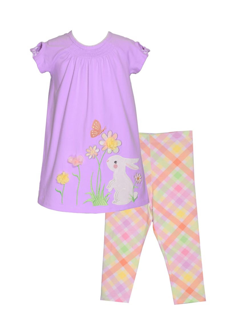 Girls 4-6x Bunny Appliqué Top and Leggings Set
