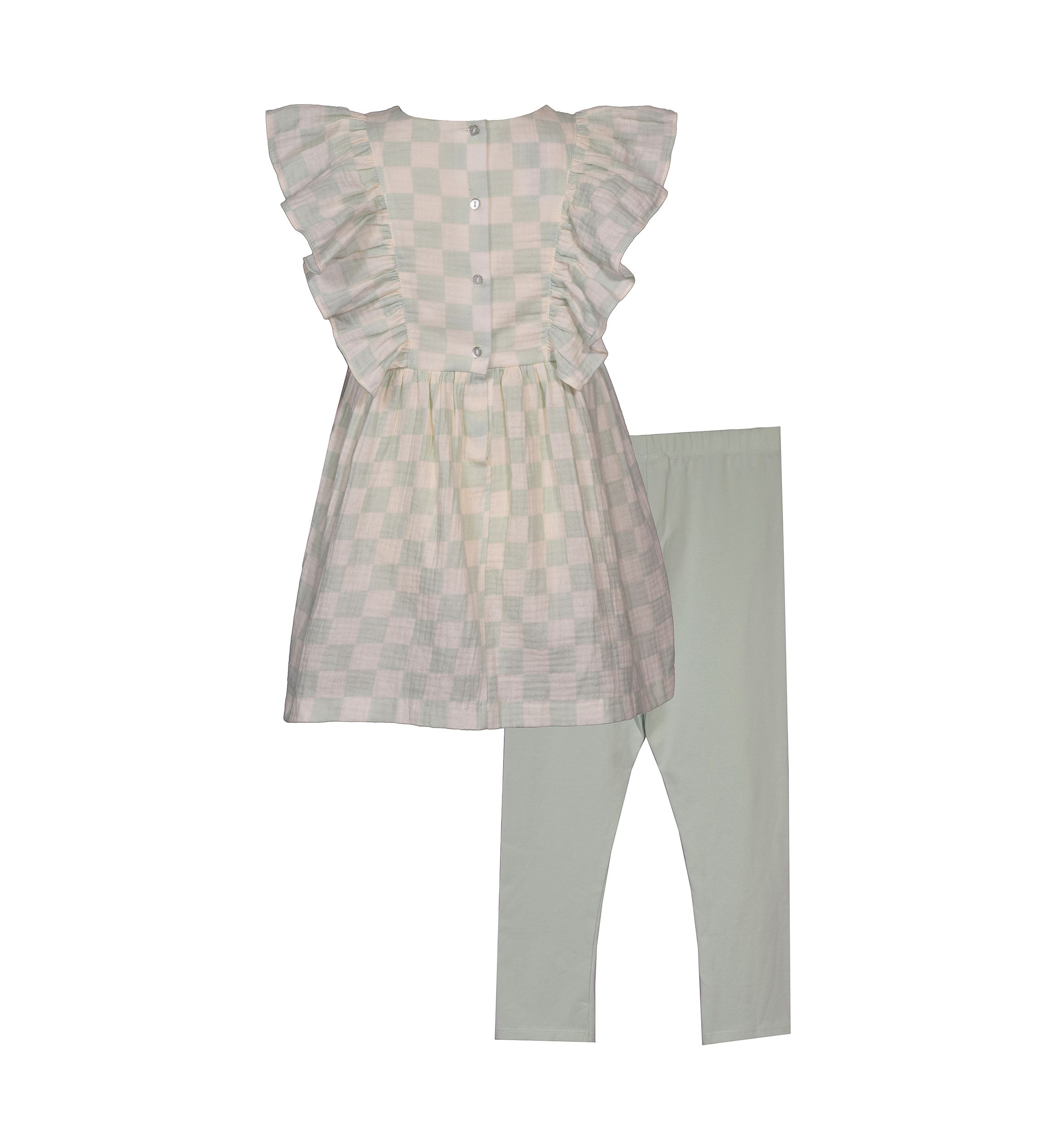 Girls 4-6x Check Printed Pinafore Top and Leggings Set