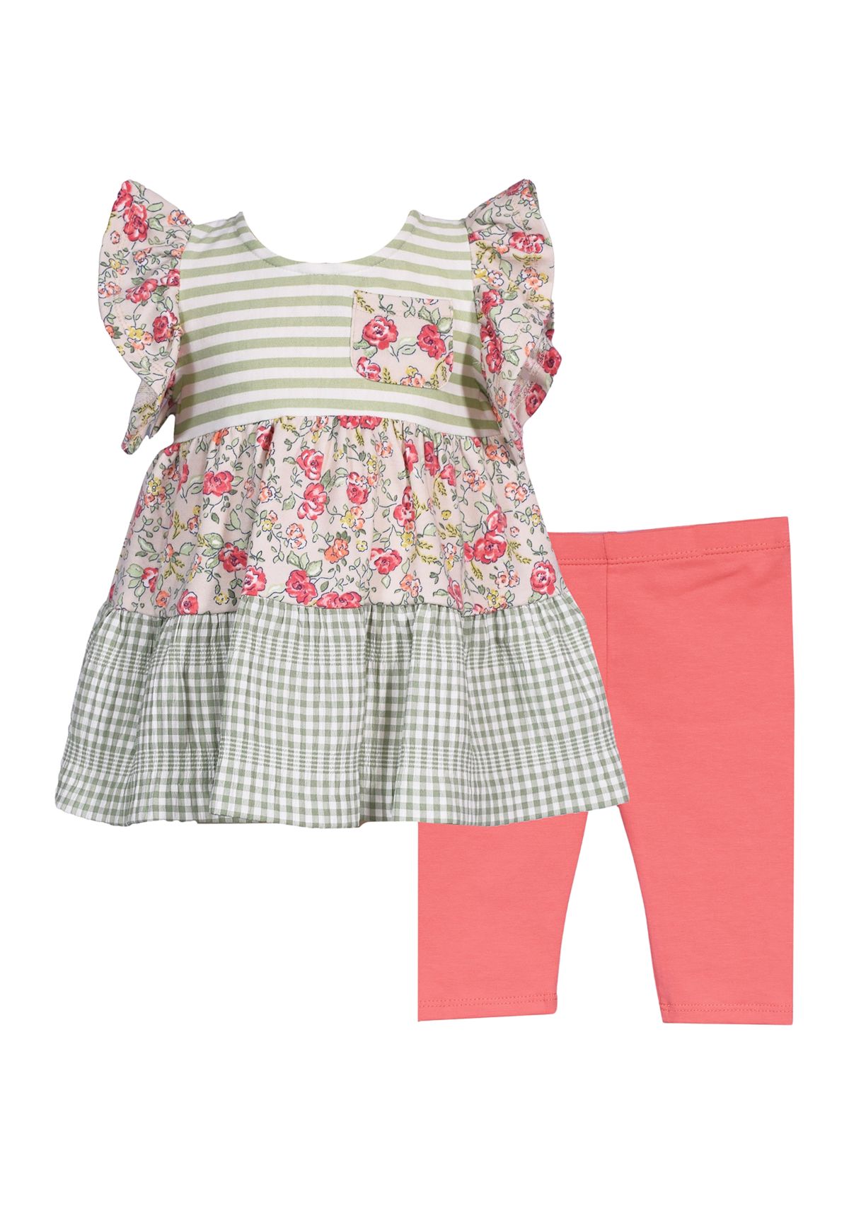 Girls 4-6x Mixed Printed Top and Solid Leggings Set