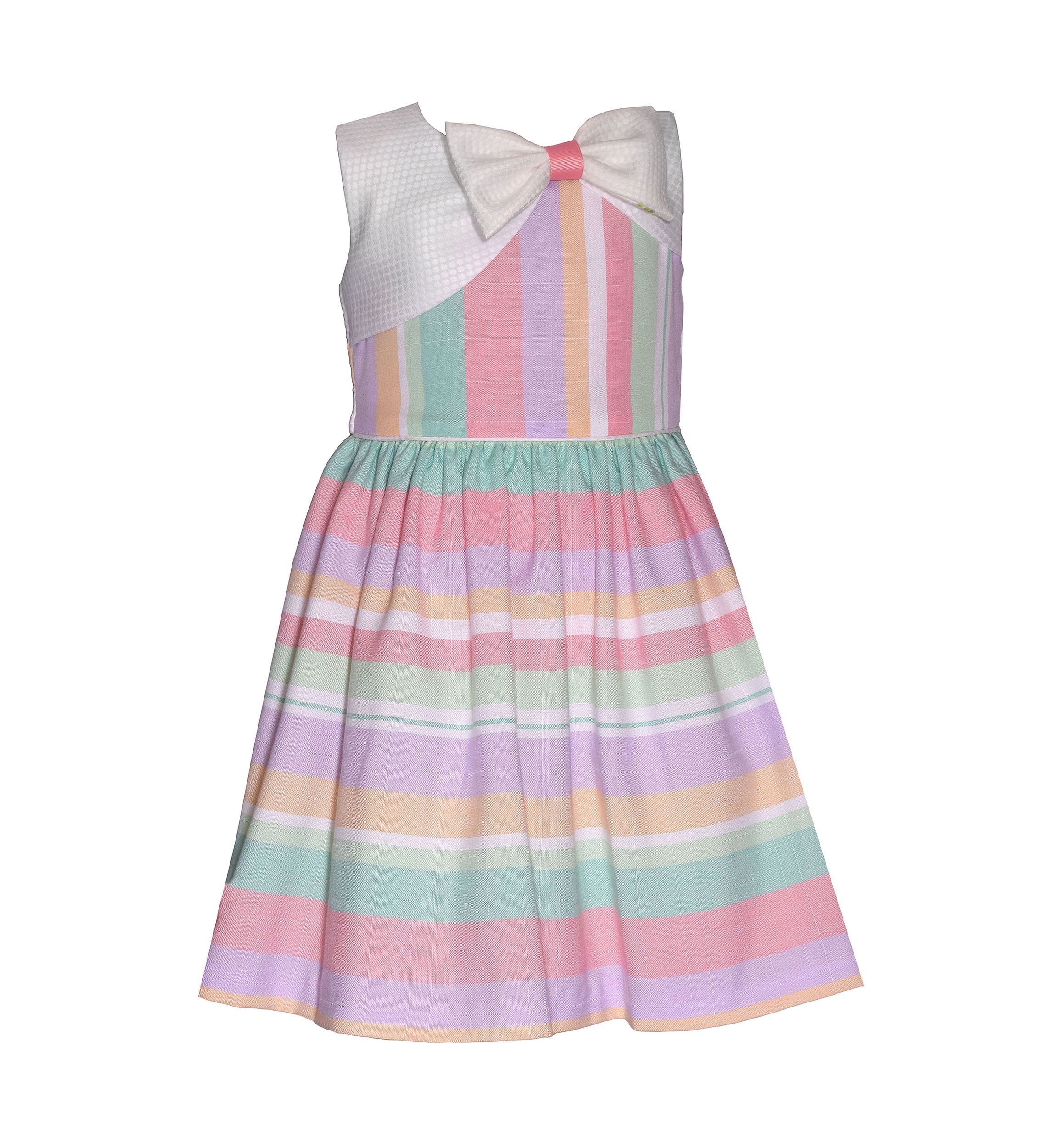 Girls 7-16 Stripe Asymmetrical Popover Linen Dress