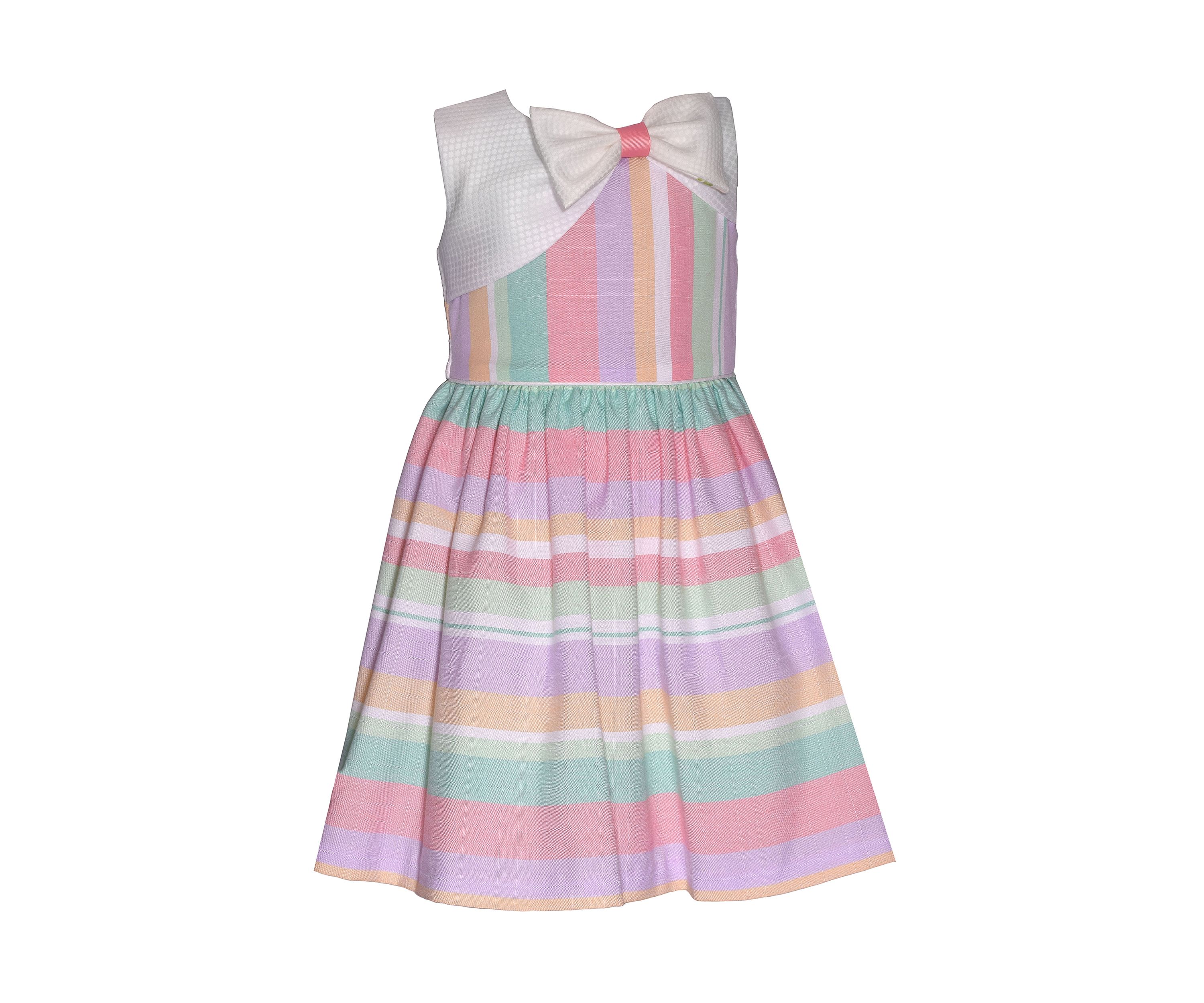 Girls 7-16 Stripe Asymmetrical Popover Linen Dress