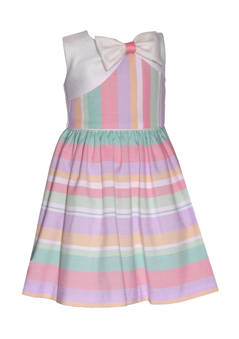 Girls 7-16 Stripe Asymmetrical Popover Linen Dress