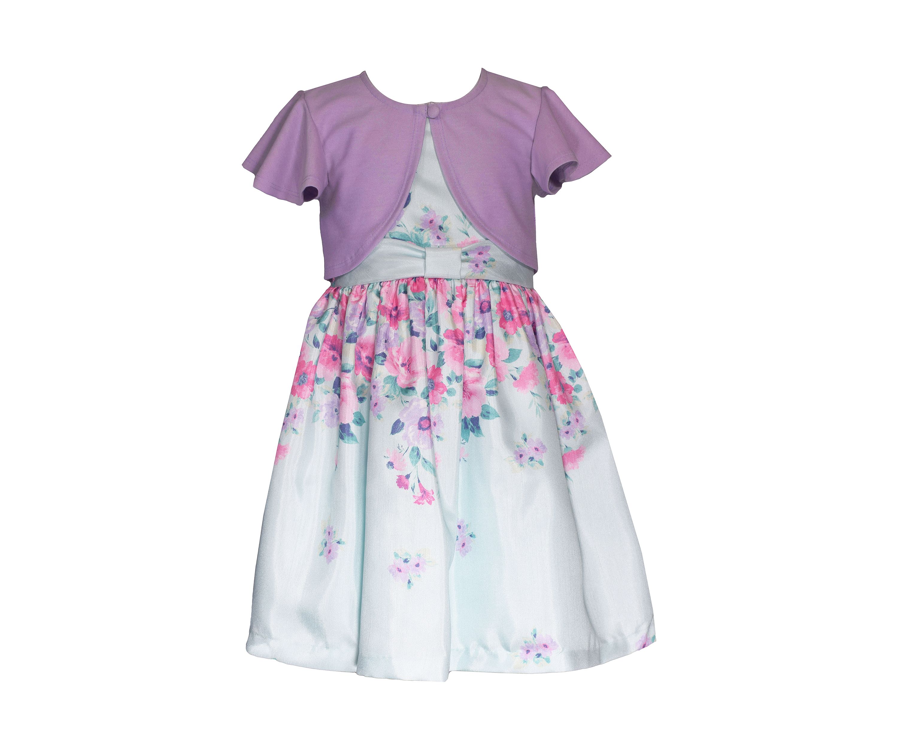 Girls 4-6x Shantung Floral Printed Dress and Cardigan