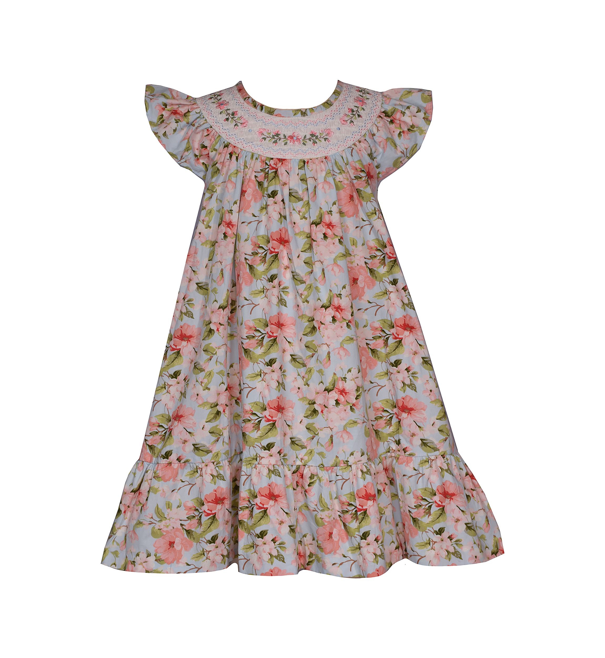 Girls 4-6x Floral Printed Smocked Dress