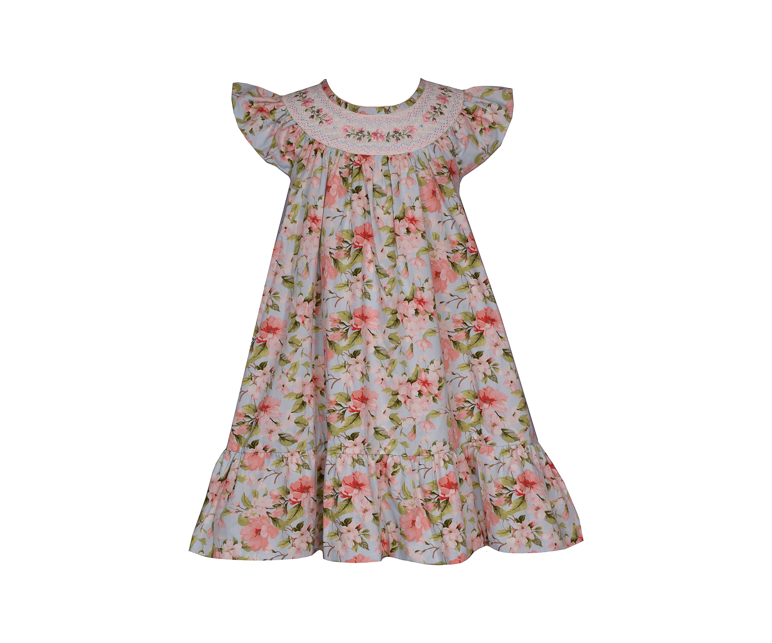Girls 4-6x Floral Printed Smocked Dress