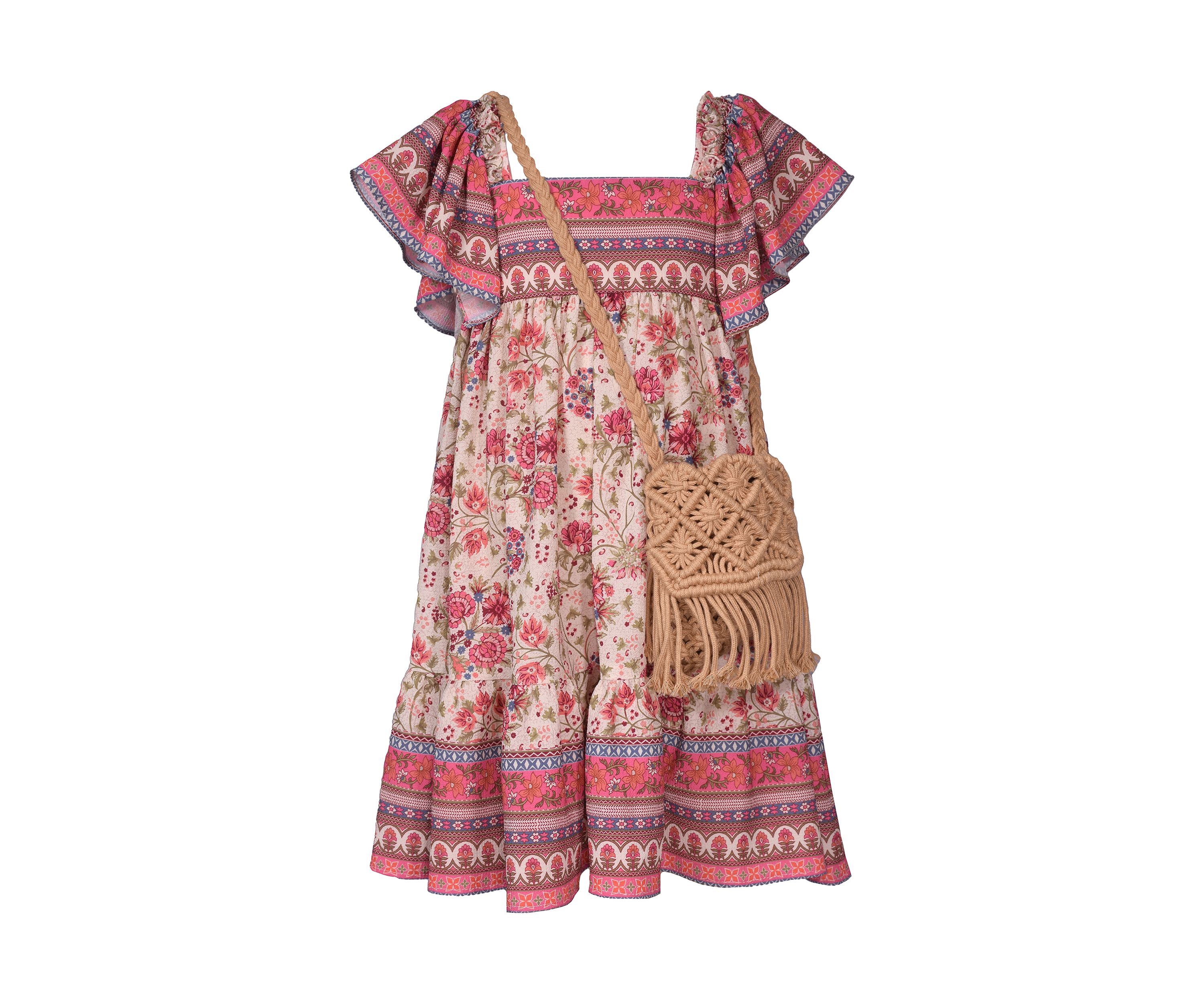 Girls 4-6x Floral Border Printed Dress