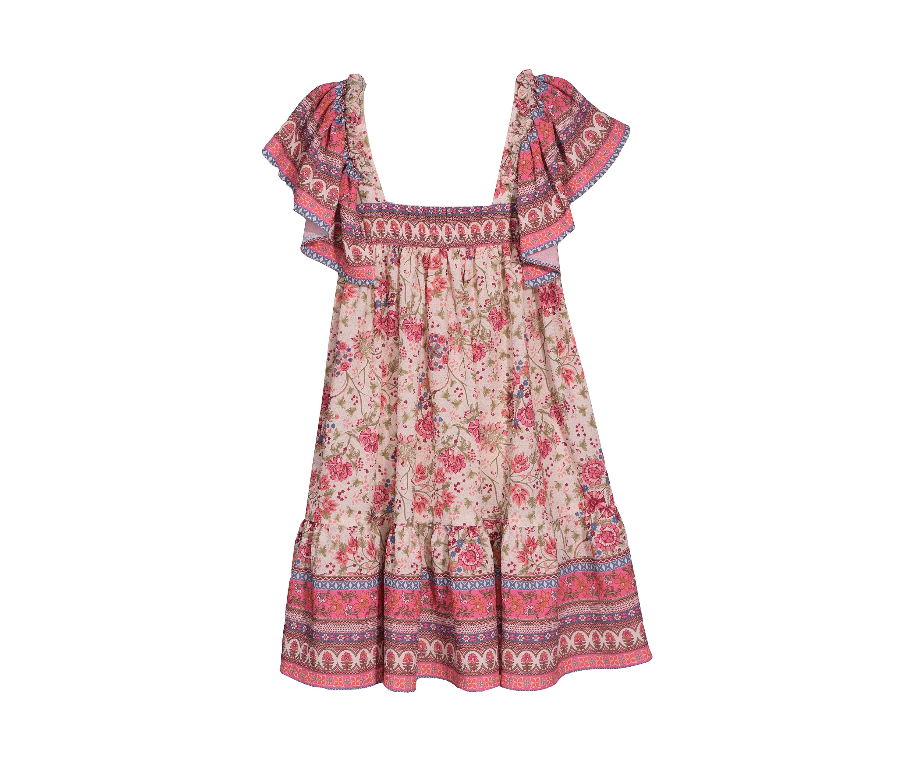 Girls 4-6x Floral Border Printed Dress