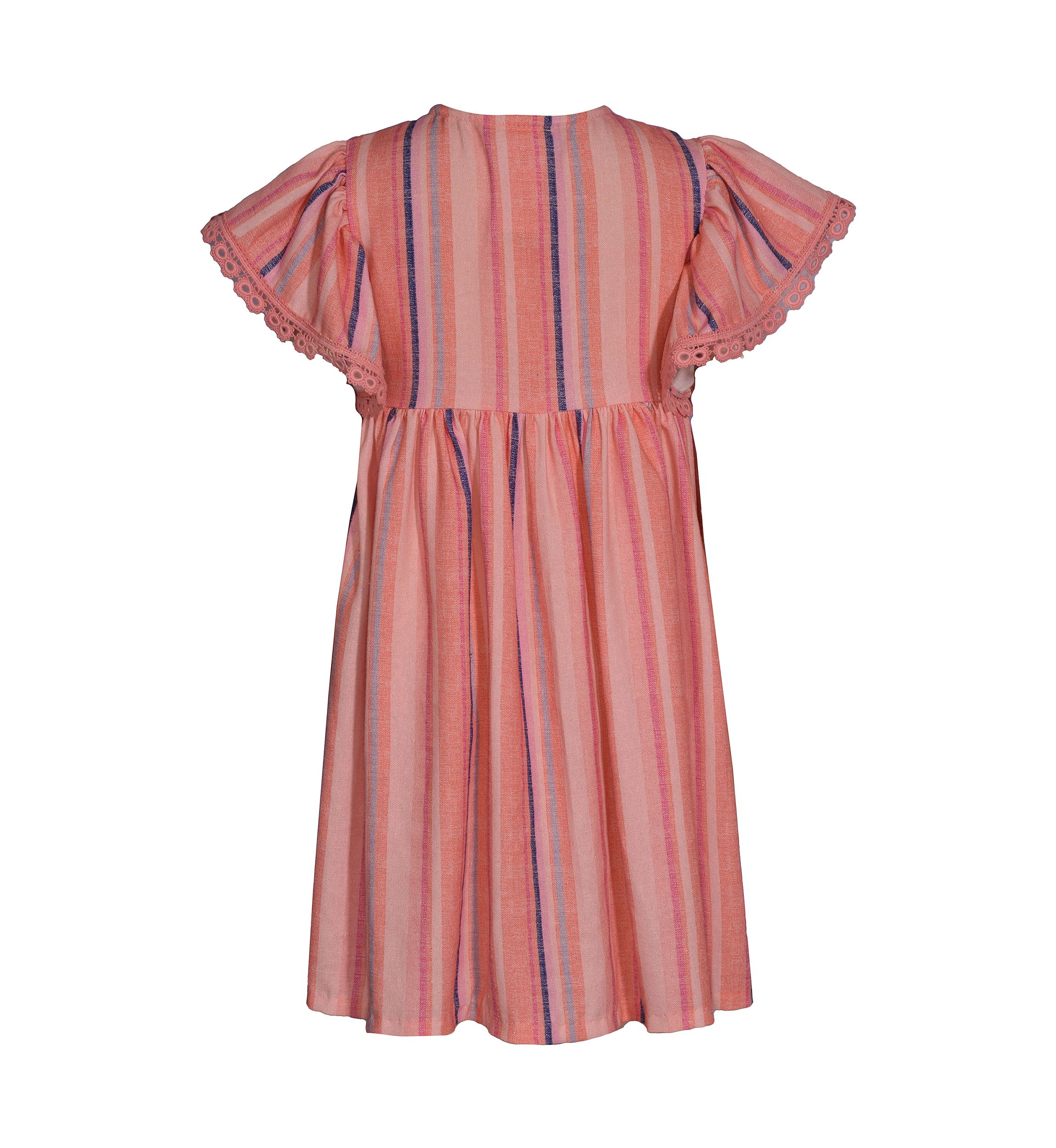 Girls 4-6x Stripe Linen Button Front Dress