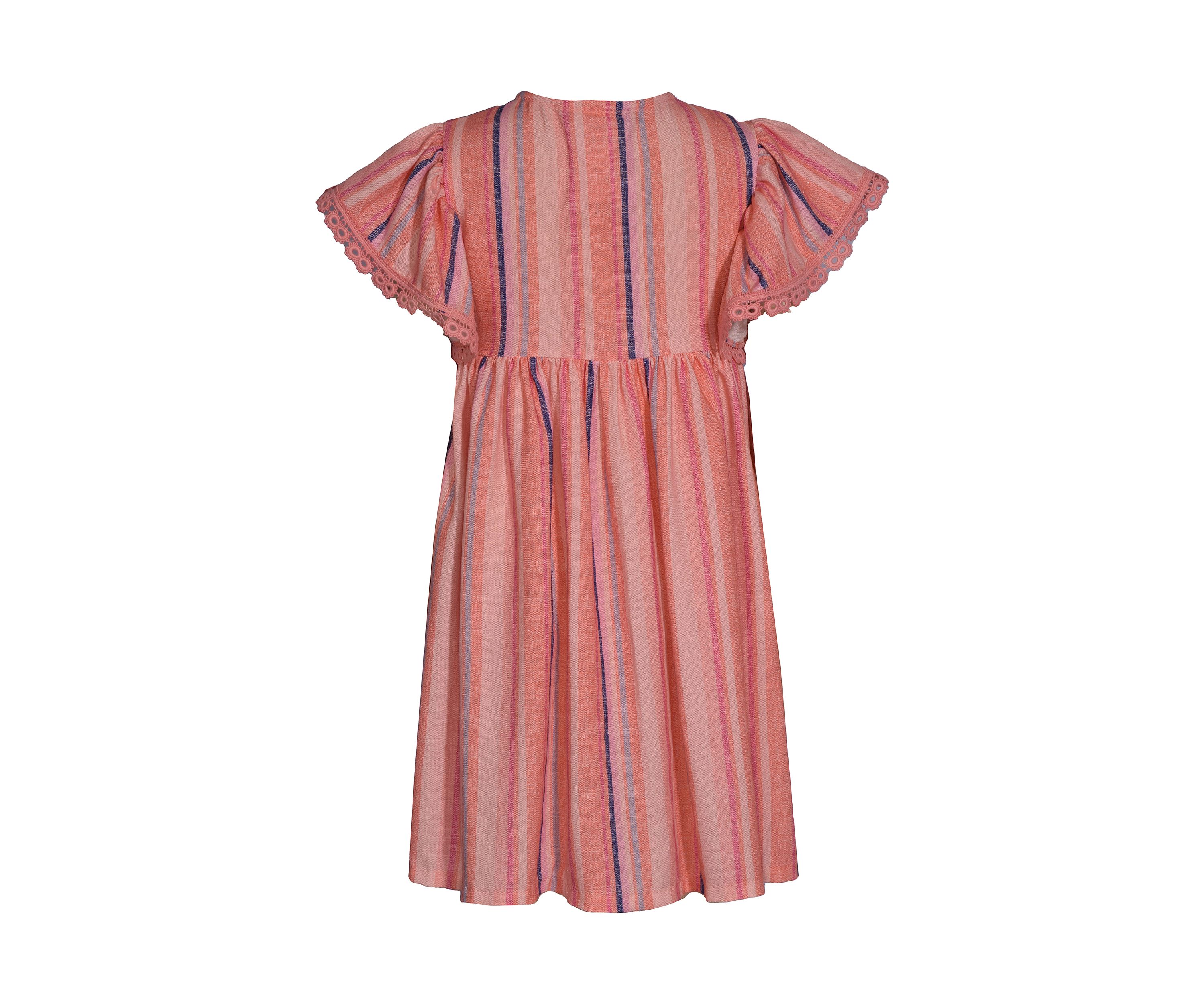 Girls 4-6x Stripe Linen Button Front Dress