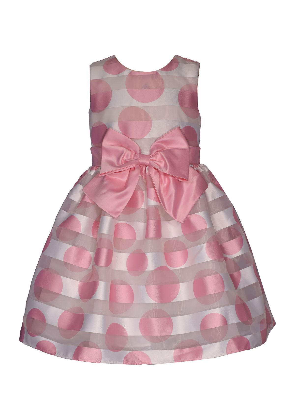 Girls 7-16 Pink Dot Shadow Stripe Dress