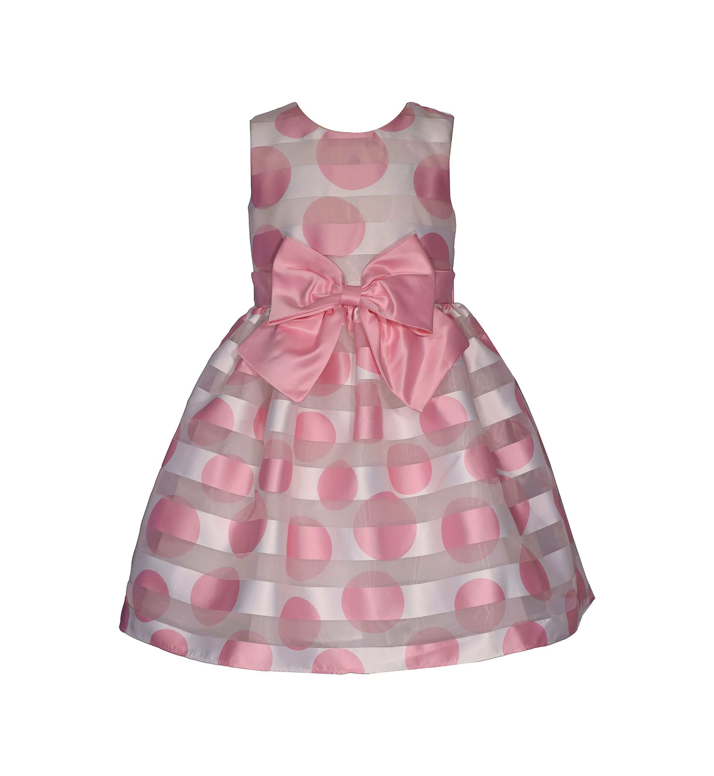Girls 7-16 Pink Dot Shadow Stripe Dress