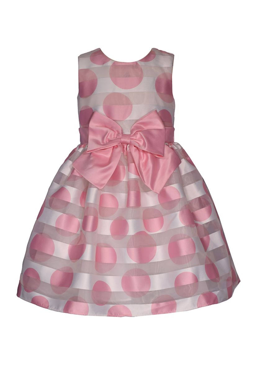Girls 7-16 Pink Dot Shadow Stripe Dress