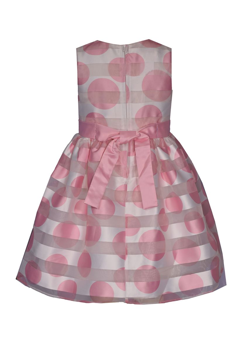 Girls 7-16 Pink Dot Shadow Stripe Dress