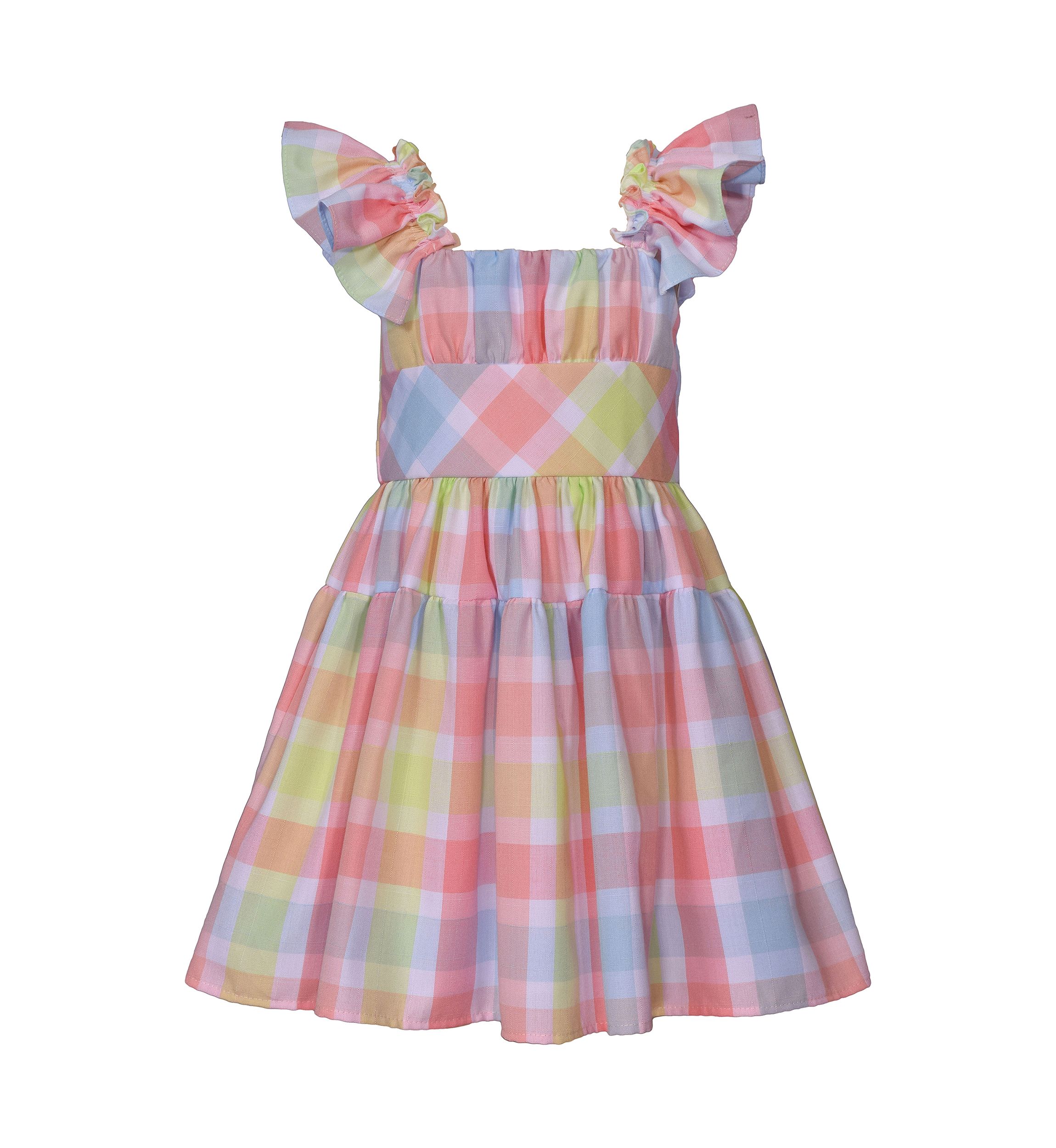 Girls 4-6x Multi Plaid Linen Dress