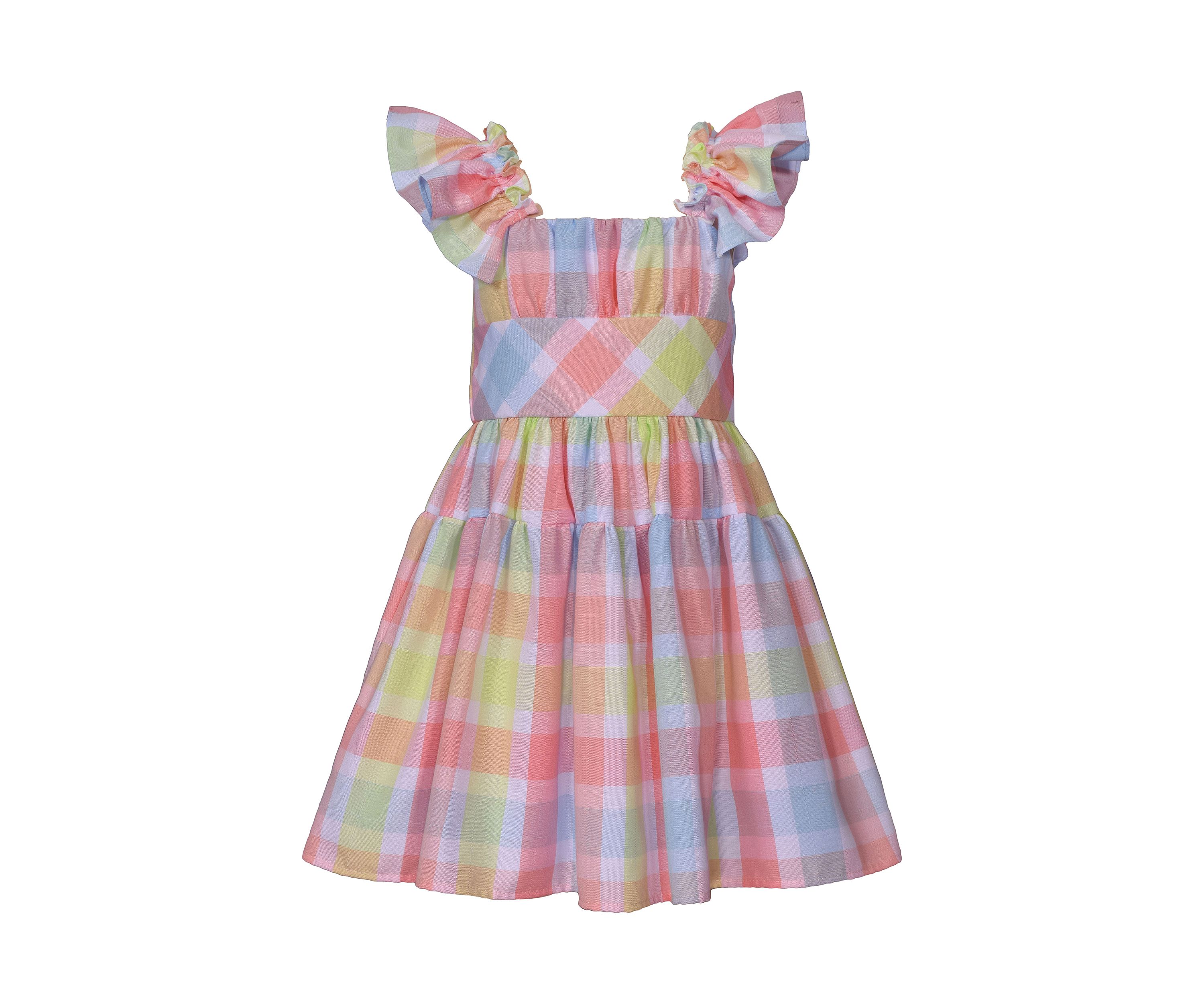 Girls 4-6x Multi Plaid Linen Dress