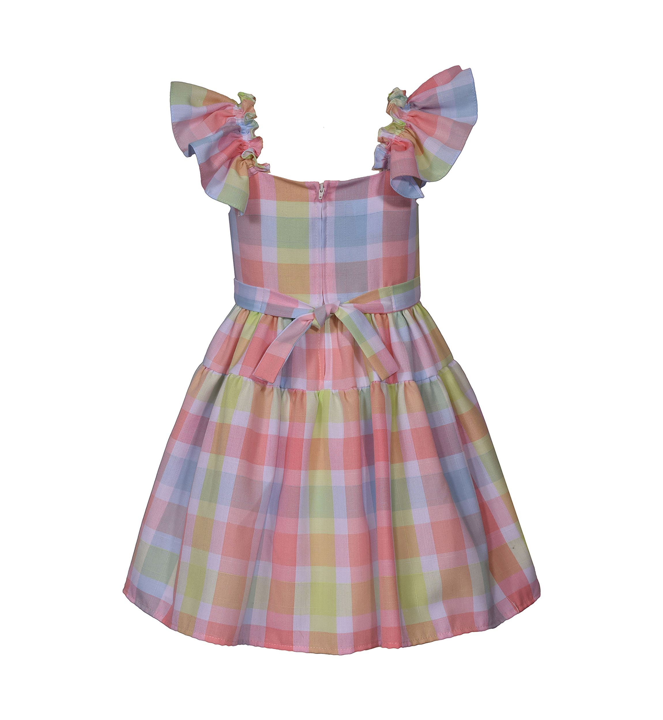 Girls 4-6x Multi Plaid Linen Dress