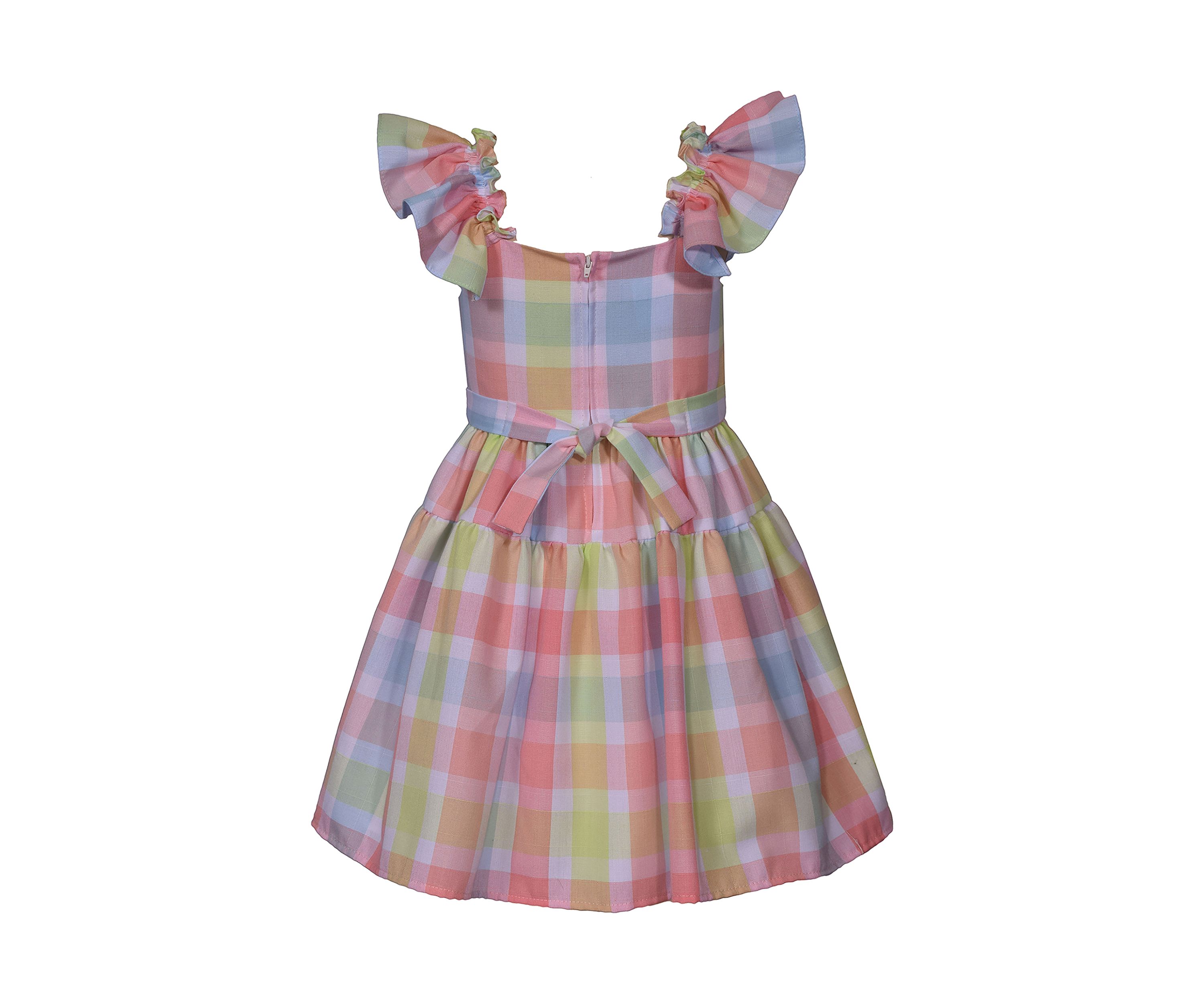 Girls 4-6x Multi Plaid Linen Dress