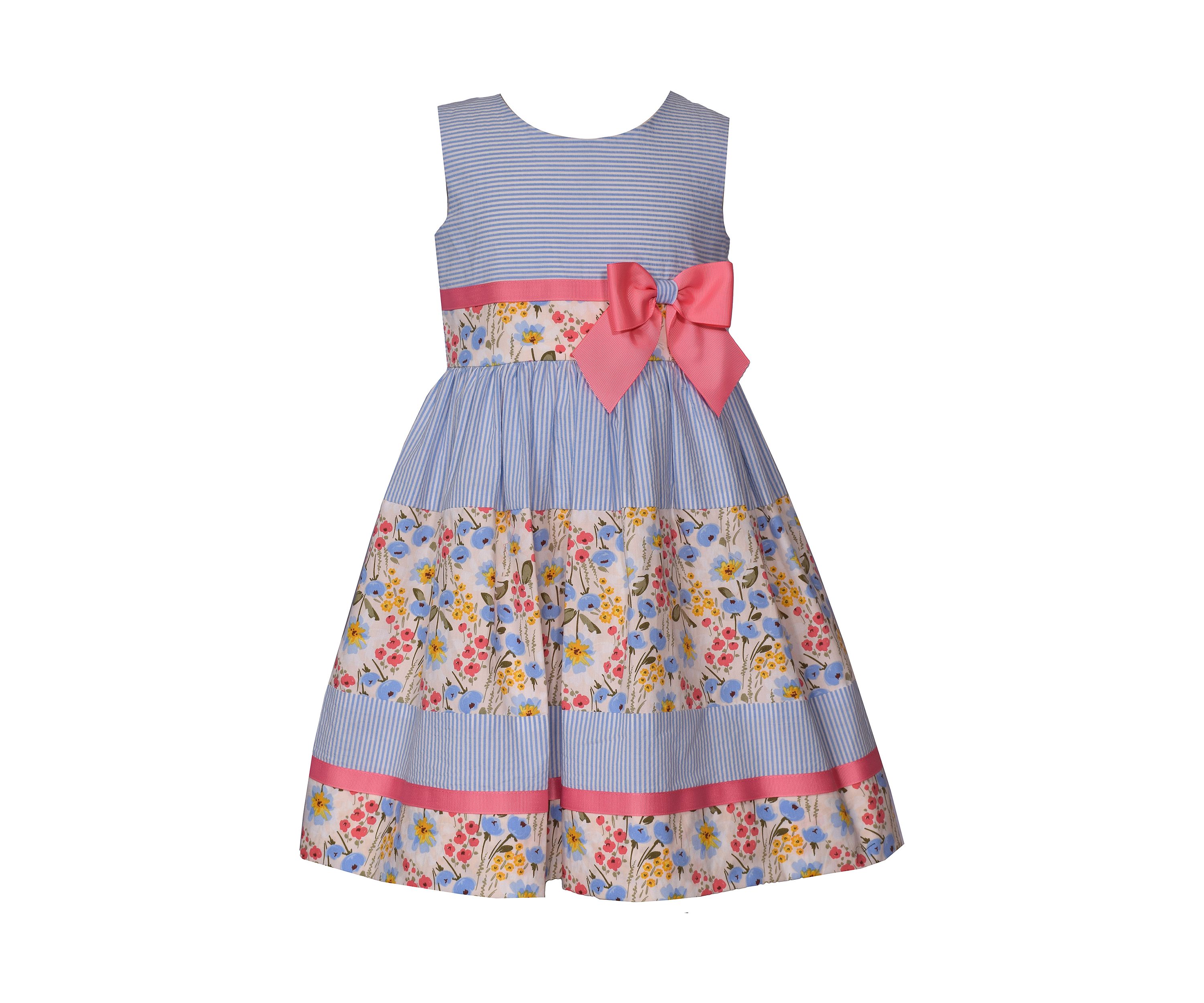 Girls 4-6x Floral Stripe Mixed Printed Dress
