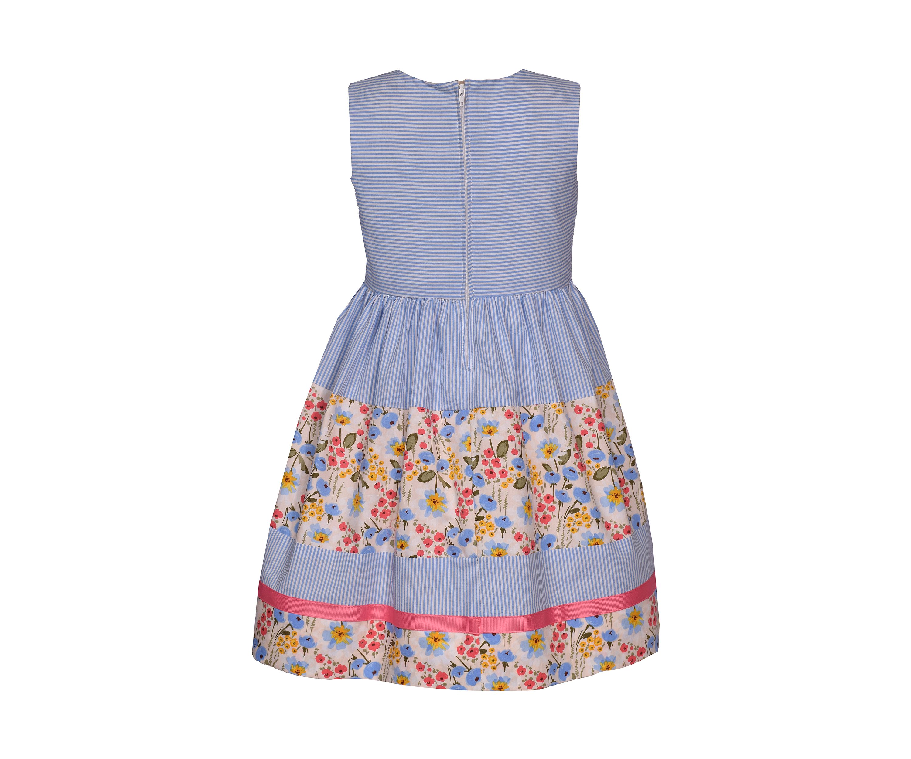 Girls 4-6x Floral Stripe Mixed Printed Dress