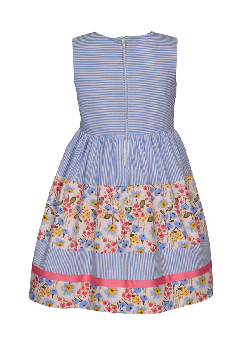 Girls 4-6x Floral Stripe Mixed Printed Dress