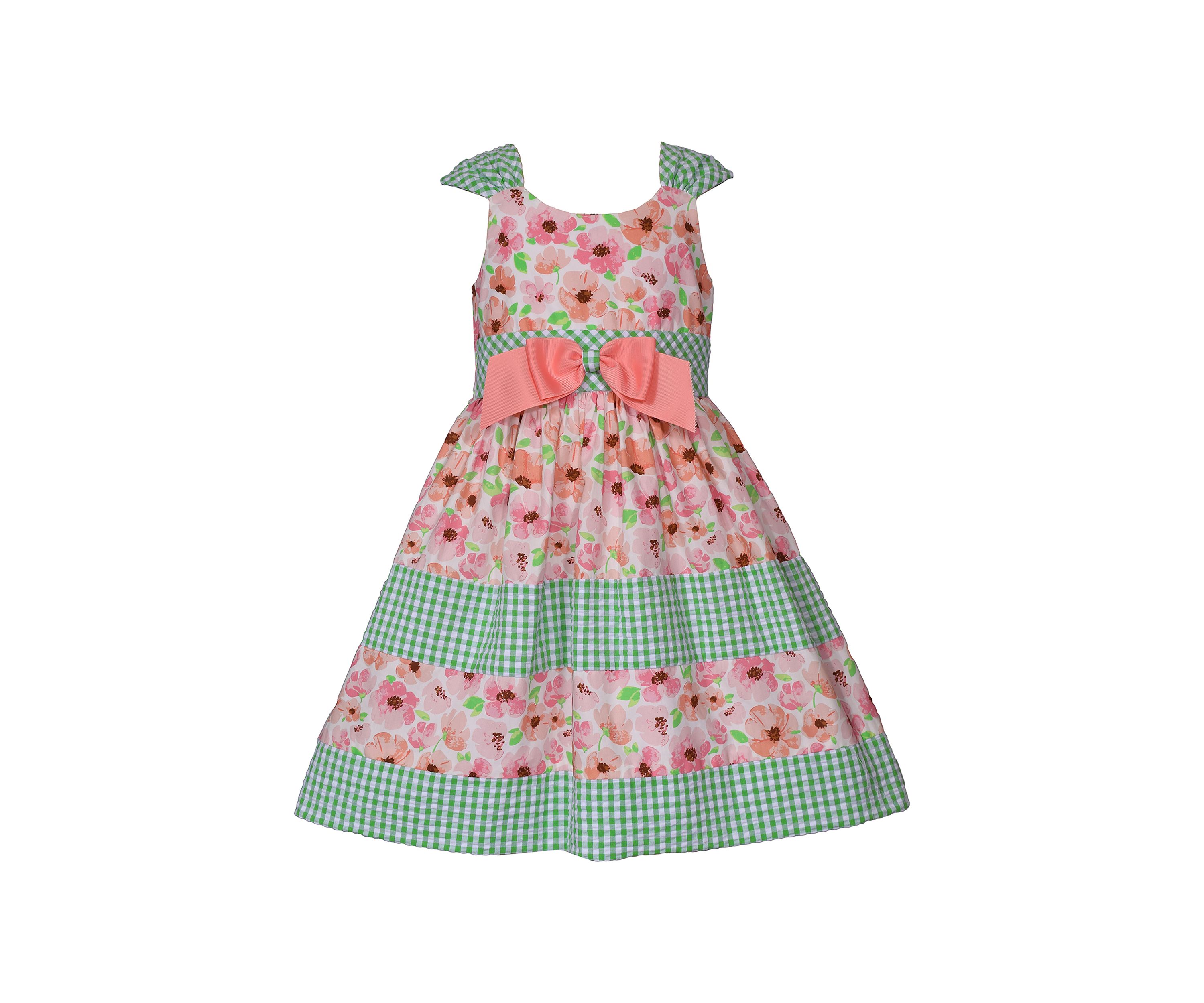 Girls 4-6x Floral Check Mix Printed Dress