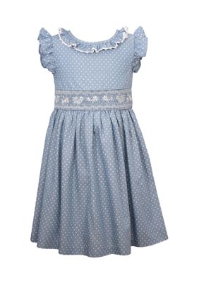 Rare Editions Girls 7-16 Smocked Chambray Dress | belk