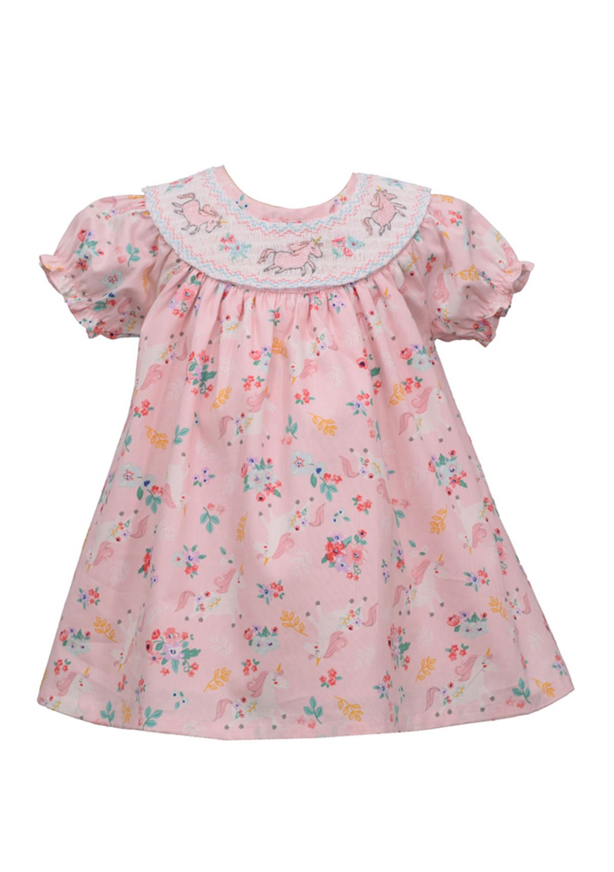 Girls 4-6x Smocked Neck Unicorn Dress