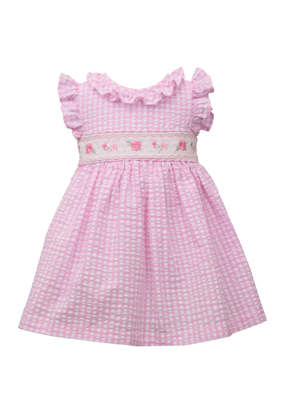 Girls 4-6x Flutter Sleeve Gingham Smocked Dress